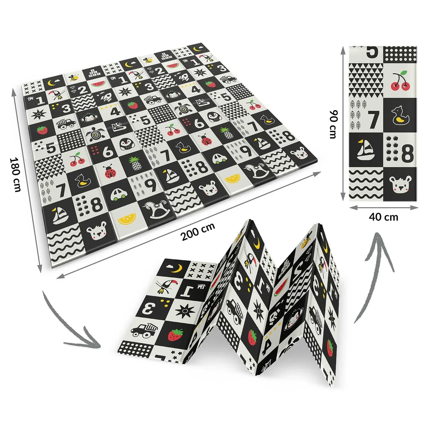 Sulankstomas edukacinis putplasčio kilimėlis 200 x 180 x 1 cm Nukido NK-340 vandenyno skaičiai - nuotrauka 1