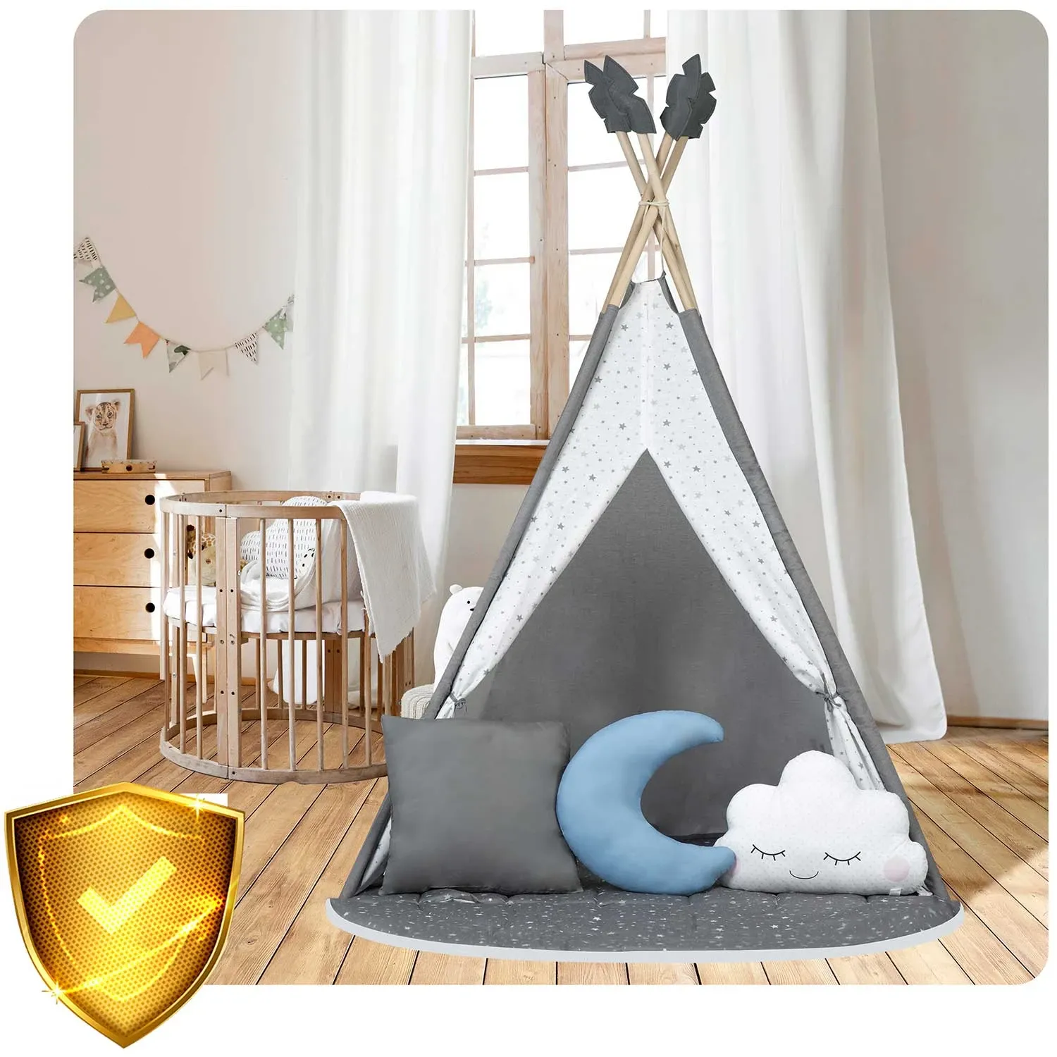 NK-406 Nukido tipi palapinė vaikams - pilka - nuotrauka 1