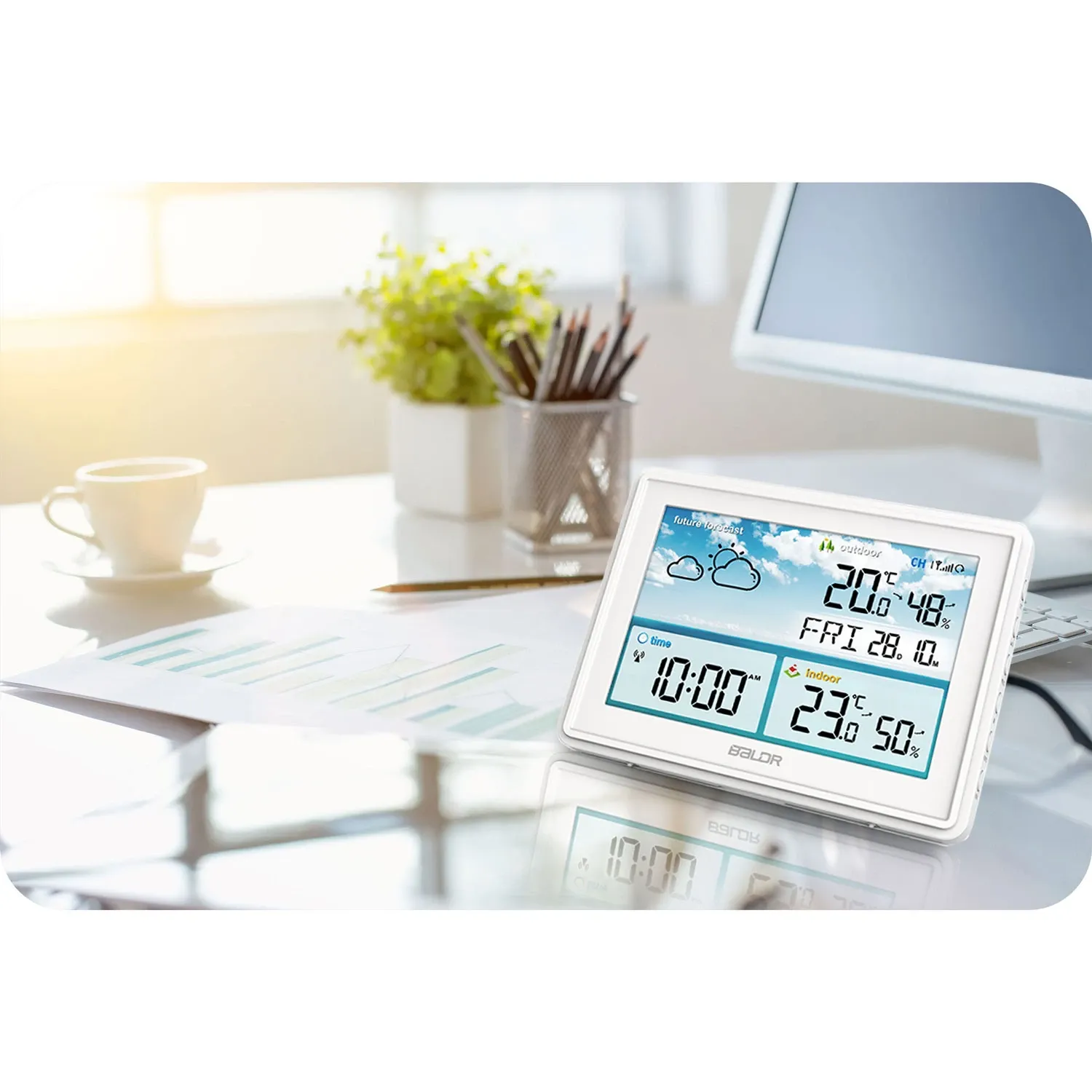 Meteorologinė stotelė su ekranu BD-909, balta - nuotrauka 1