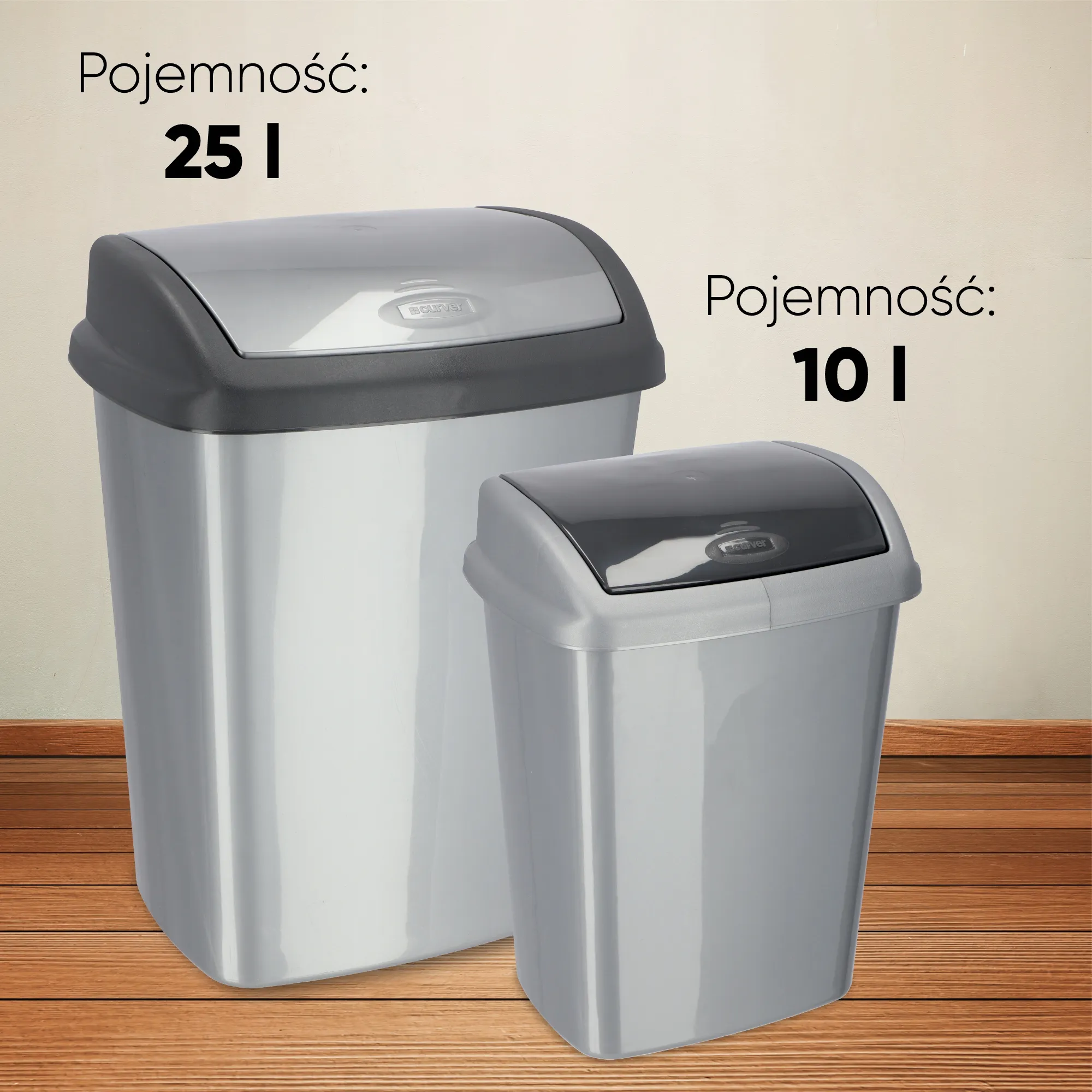 Curver Dominik 10L pakreipiama šiukšlių dėžė, grafitas