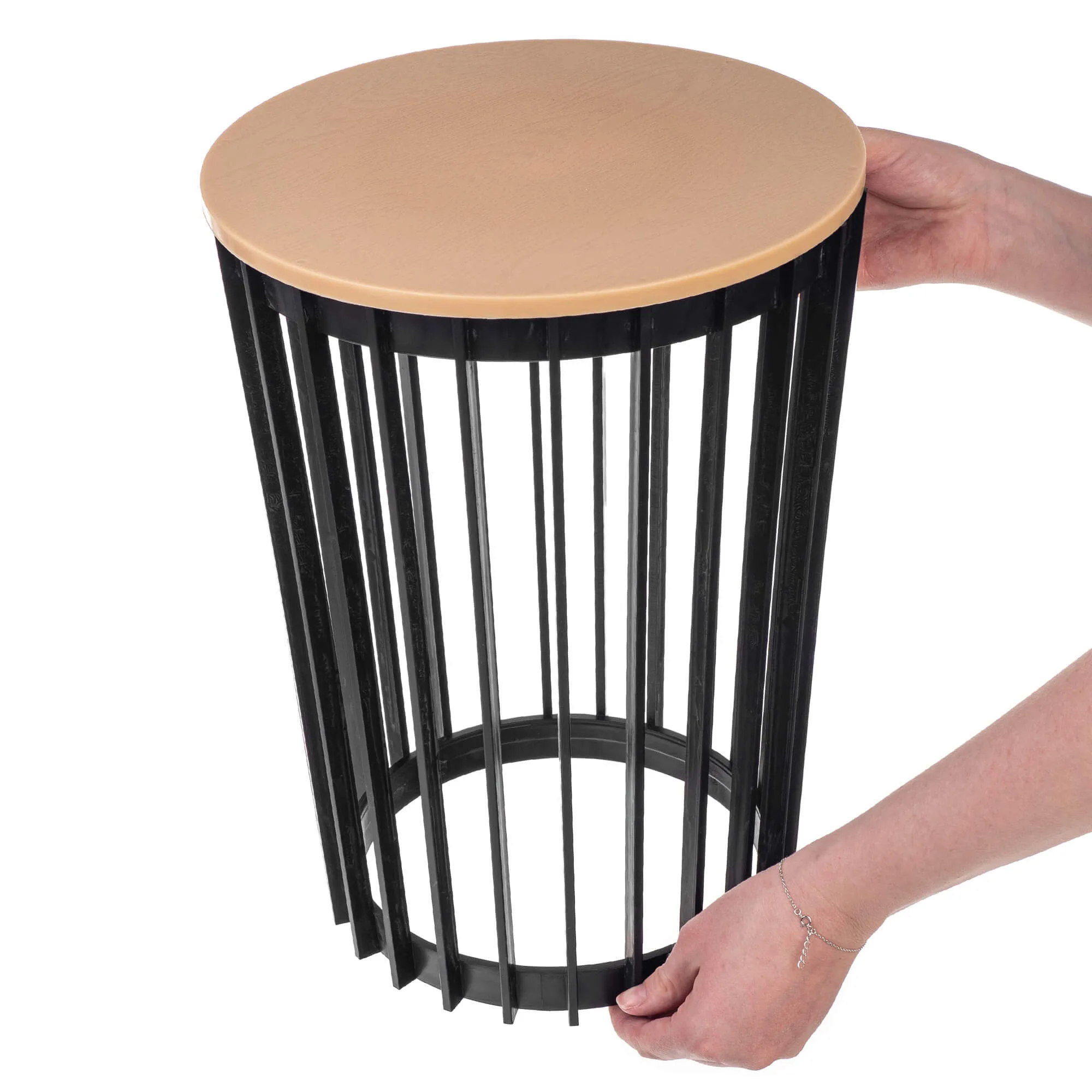 Aytre dvipusis augalų stovas 54 cm juodas + natūralaus medžio stalviršis