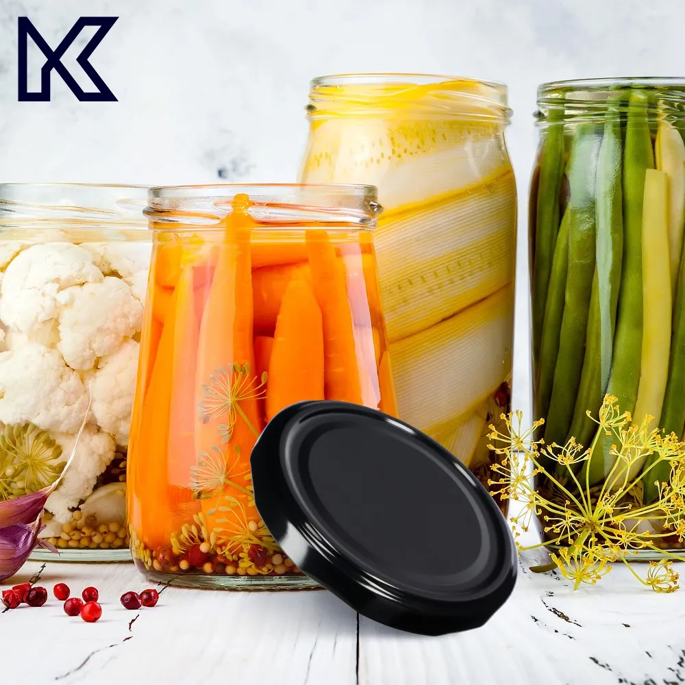 Metaliniai dangteliai „Valsta“ stiklainiams, 10 vnt., 66 mm skersmens, juodi