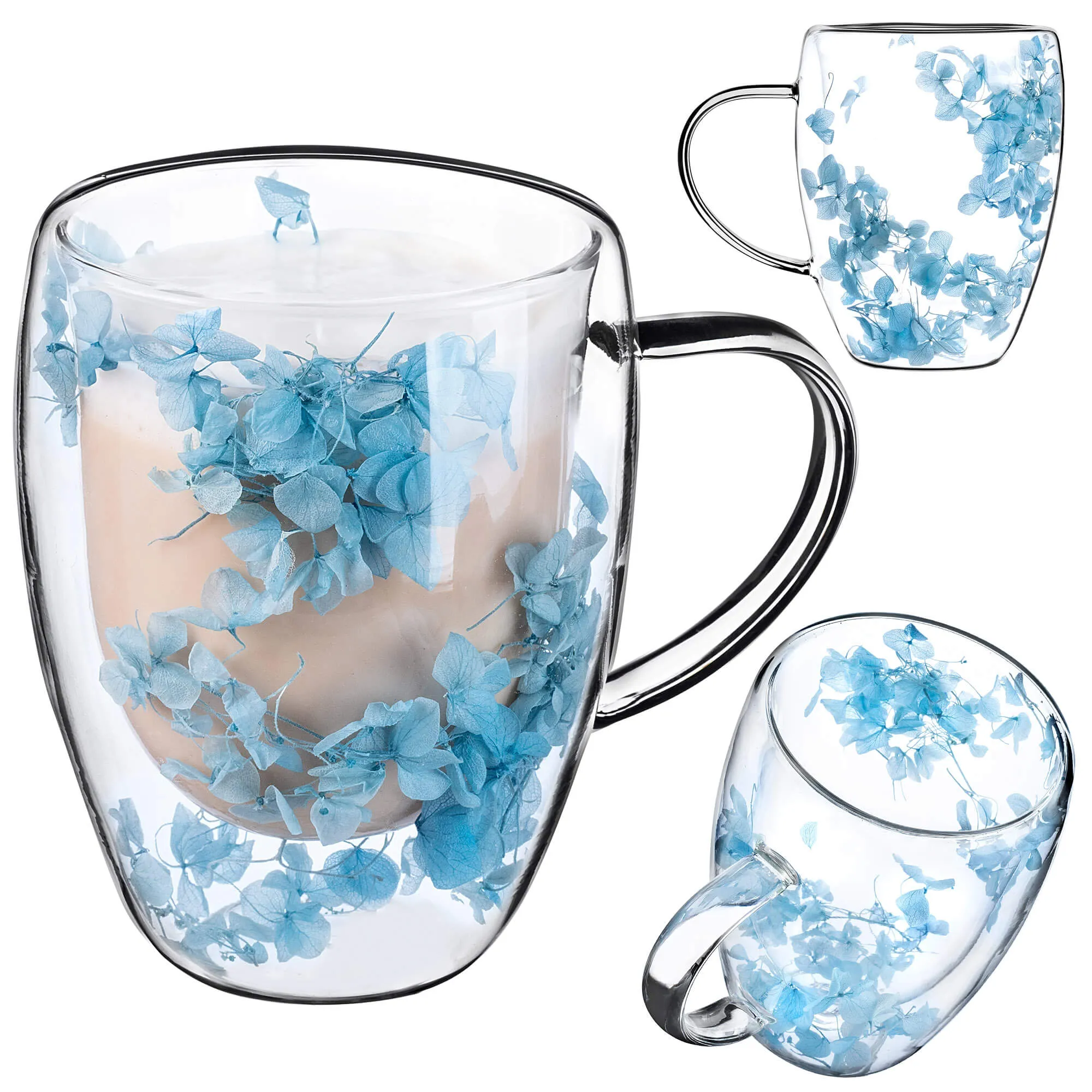 Terminis puodelis su gėlių motyvu „Riga“, 350 ml, mėlynas, 1 vnt.