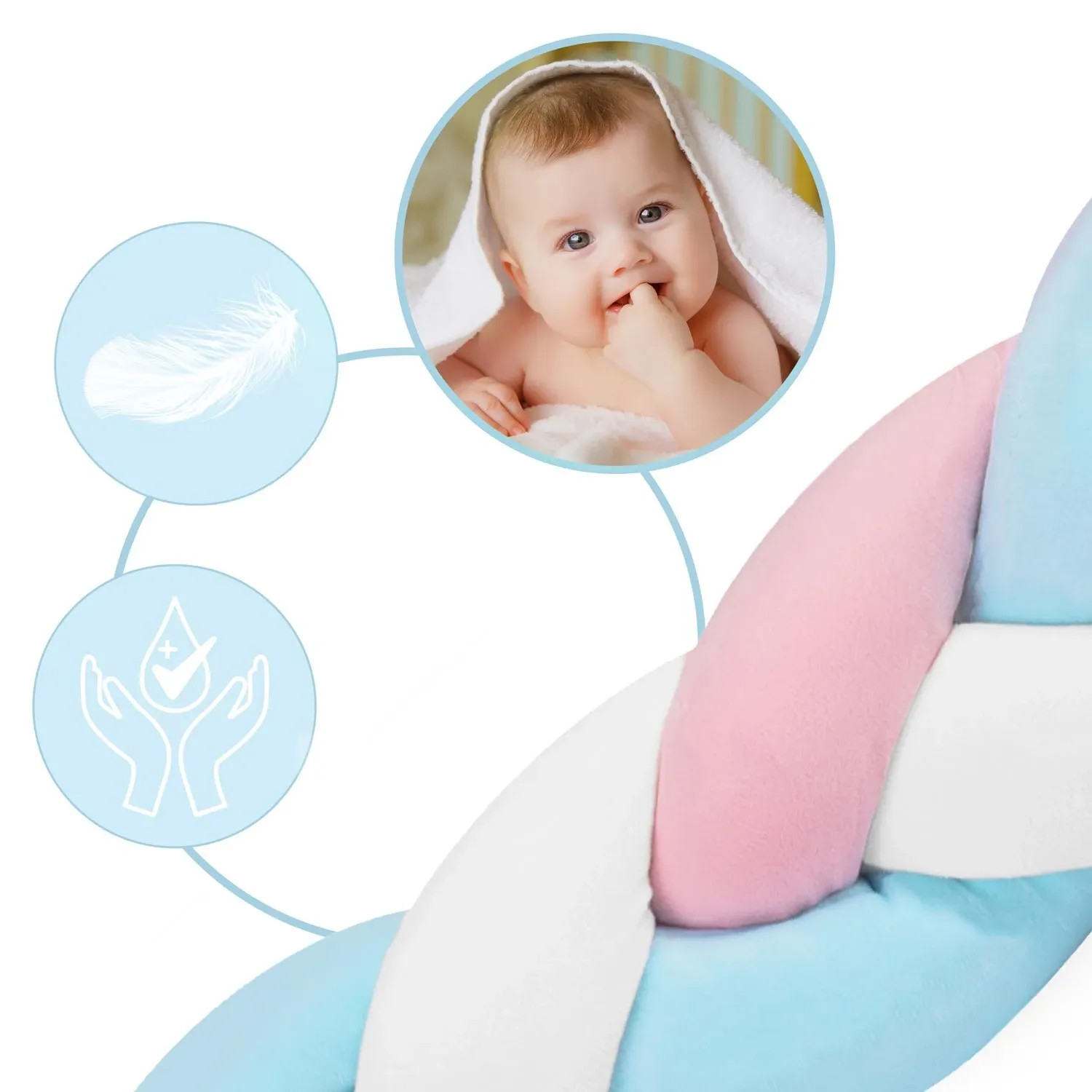 „Ricokids“ 3 m lovelės užvalkalas – mėlynas ir rožinis - nuotrauka 1