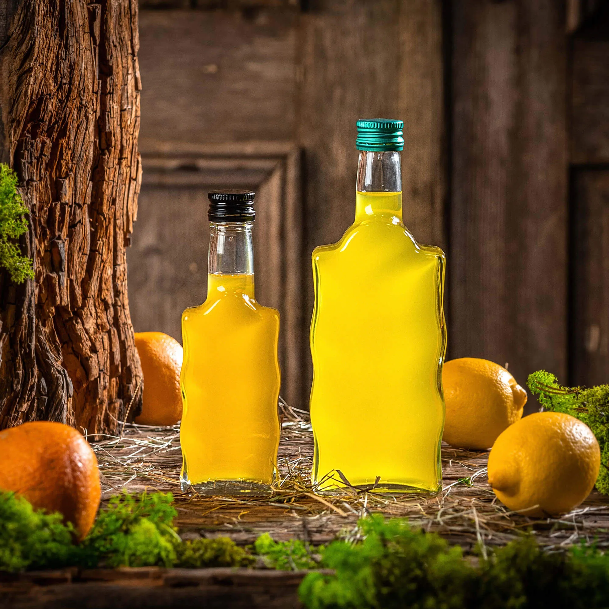 Fala stiklinis tinktūros buteliukas 500 ml su žaliu dangteliu 5 vnt.
