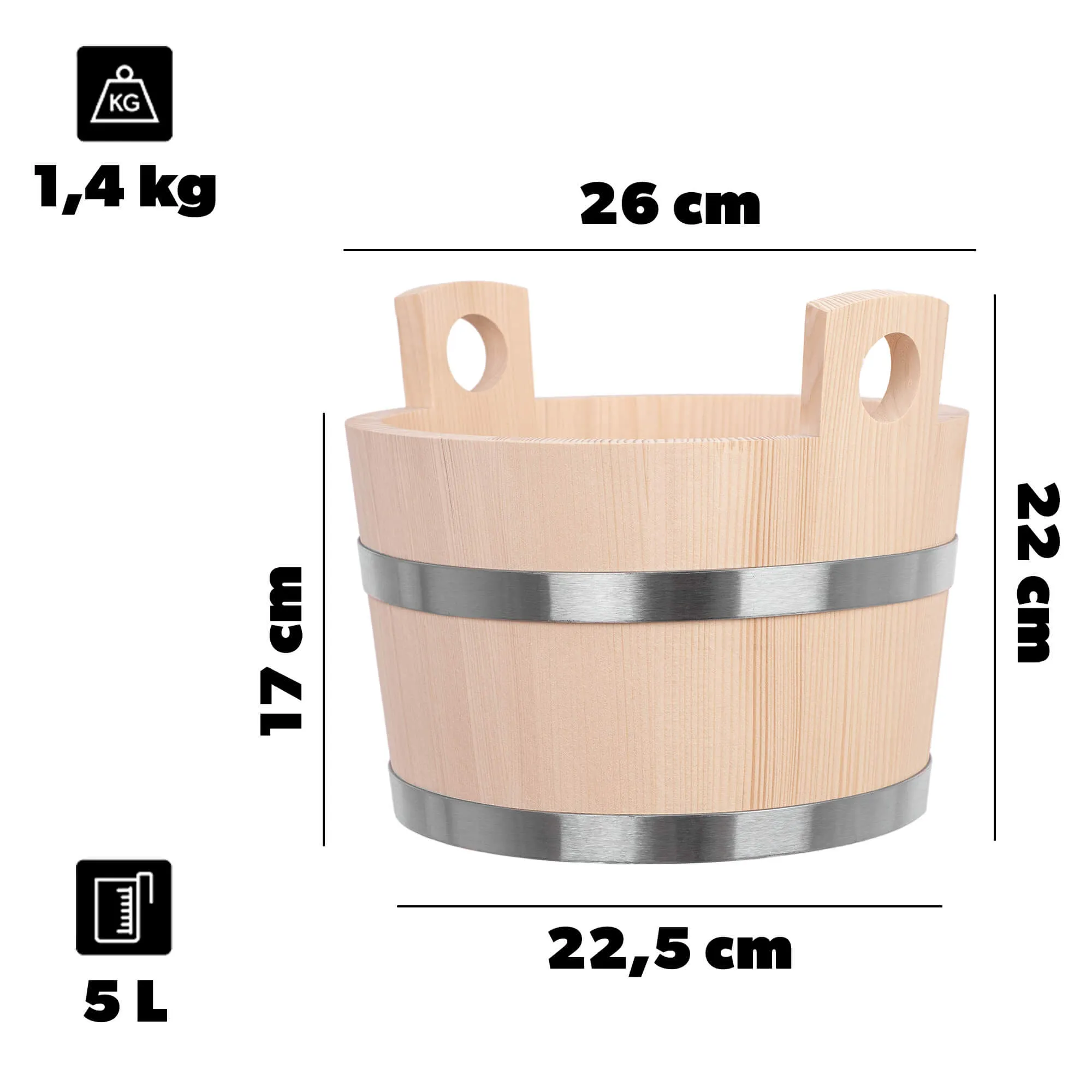Potame 5L medinis kibiras su dviem rankenomis