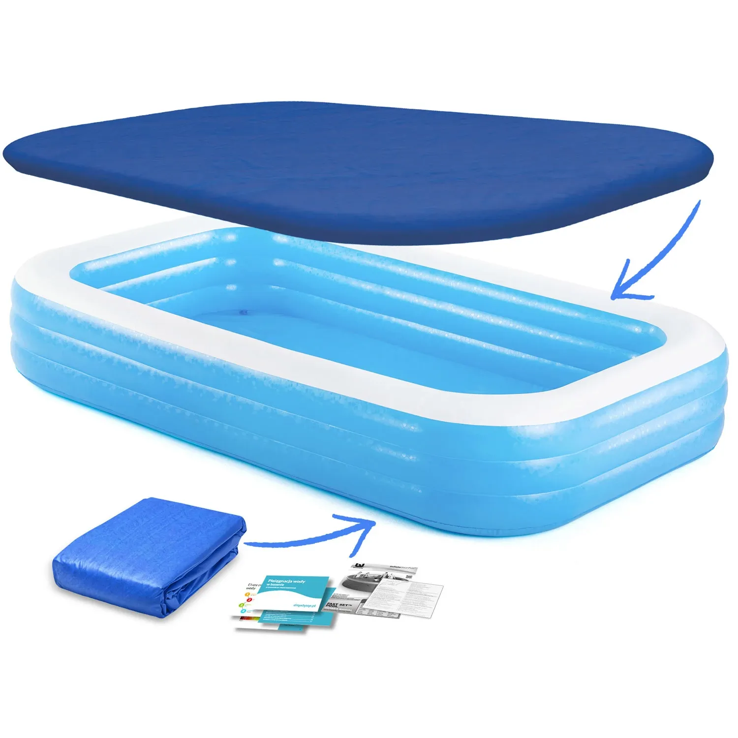 Pripučiamas šeimos baseinas 305 x 183 x 56 cm 3 viename „Bestway 54009“ - nuotrauka 1