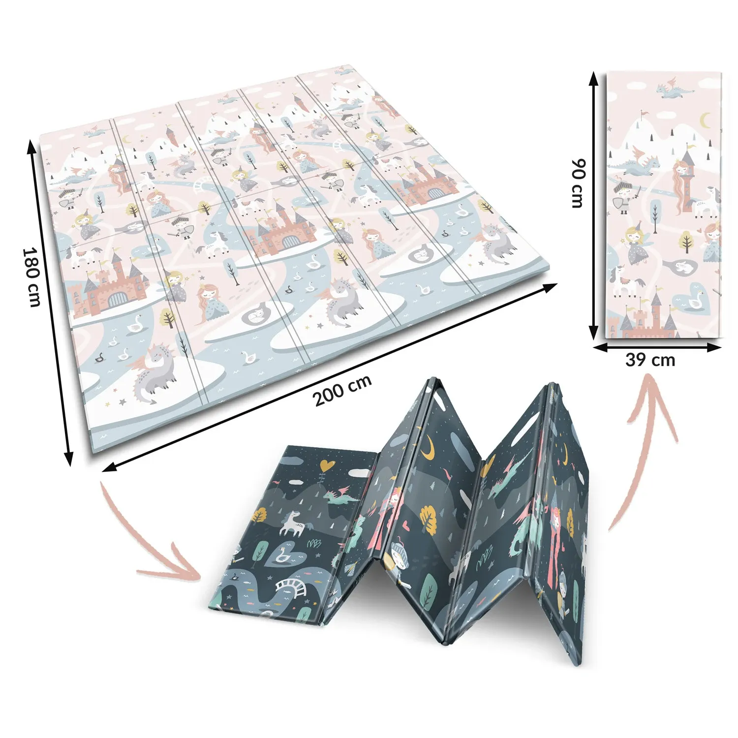 Sulankstomas edukacinis putplasčio kilimėlis 200 x 180 x 1 cm Nukido NK-340 - nuotrauka 1