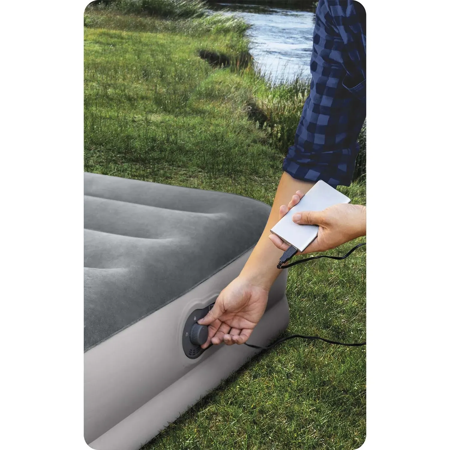 Pripučiamas čiužinys 203x152x30 cm su įmontuotu elektriniu siurbliu INTEX 64114 - nuotrauka 1