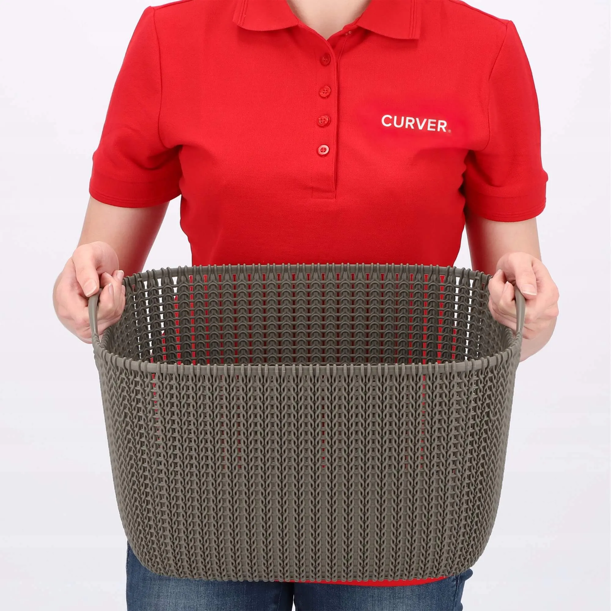 19L „Curver“ megztas krepšys su rankenomis, rudas