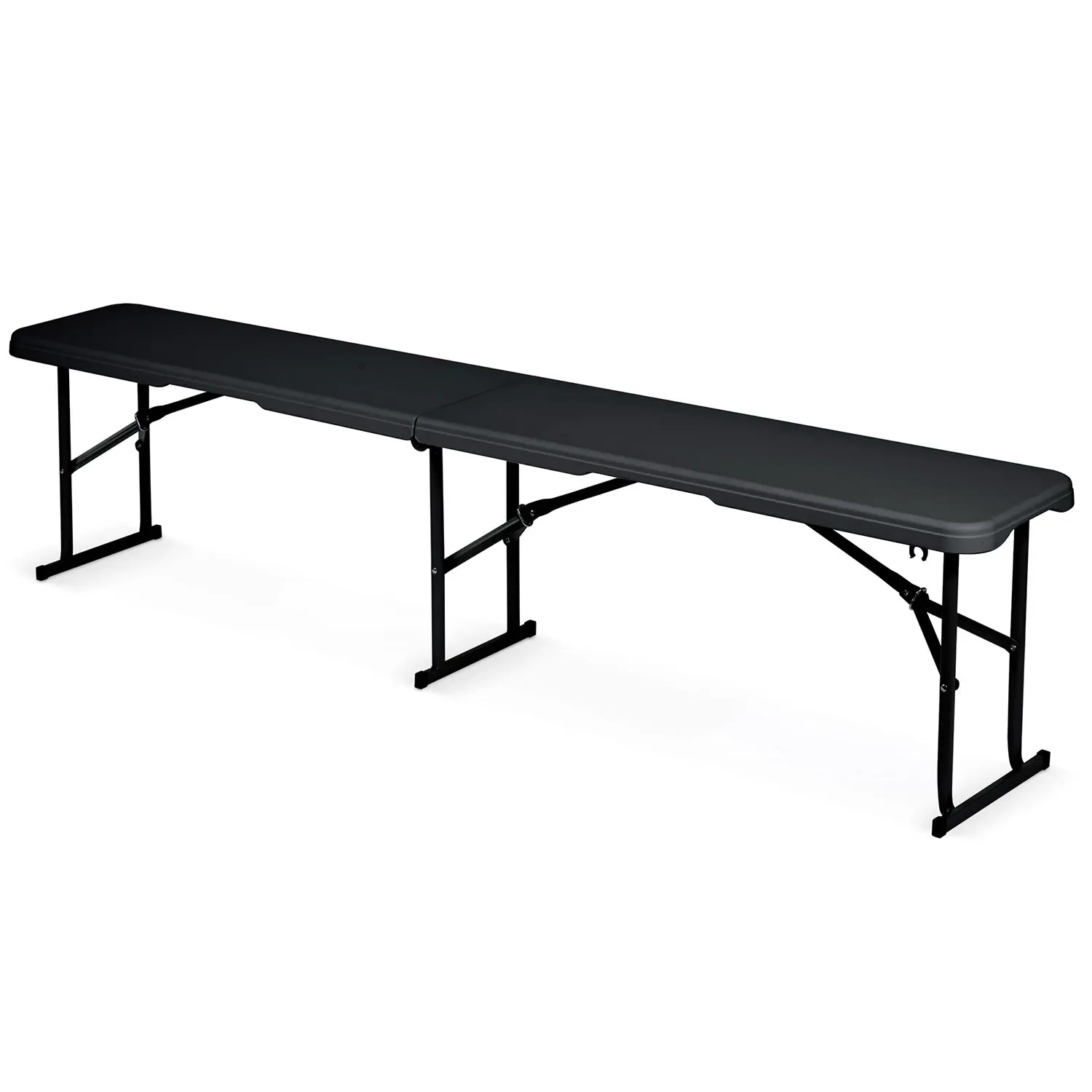 Maitinimo komplektas sodui, sulankstomas stalas + 2 suolai, 180 cm, juodas, „Plonos“ - nuotrauka 1