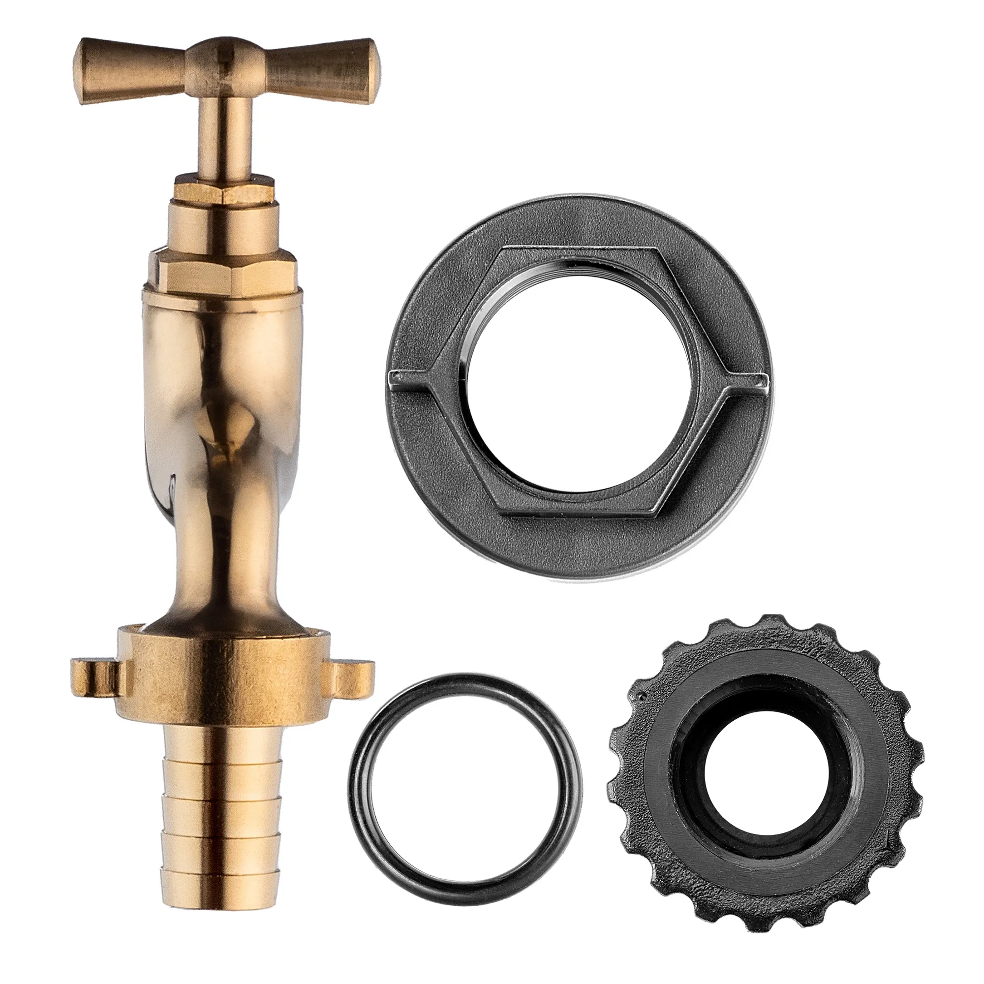 1/2 colio lietaus vandens rezervuaro čiaupas su 3/4 colio adapteriu, auksinis