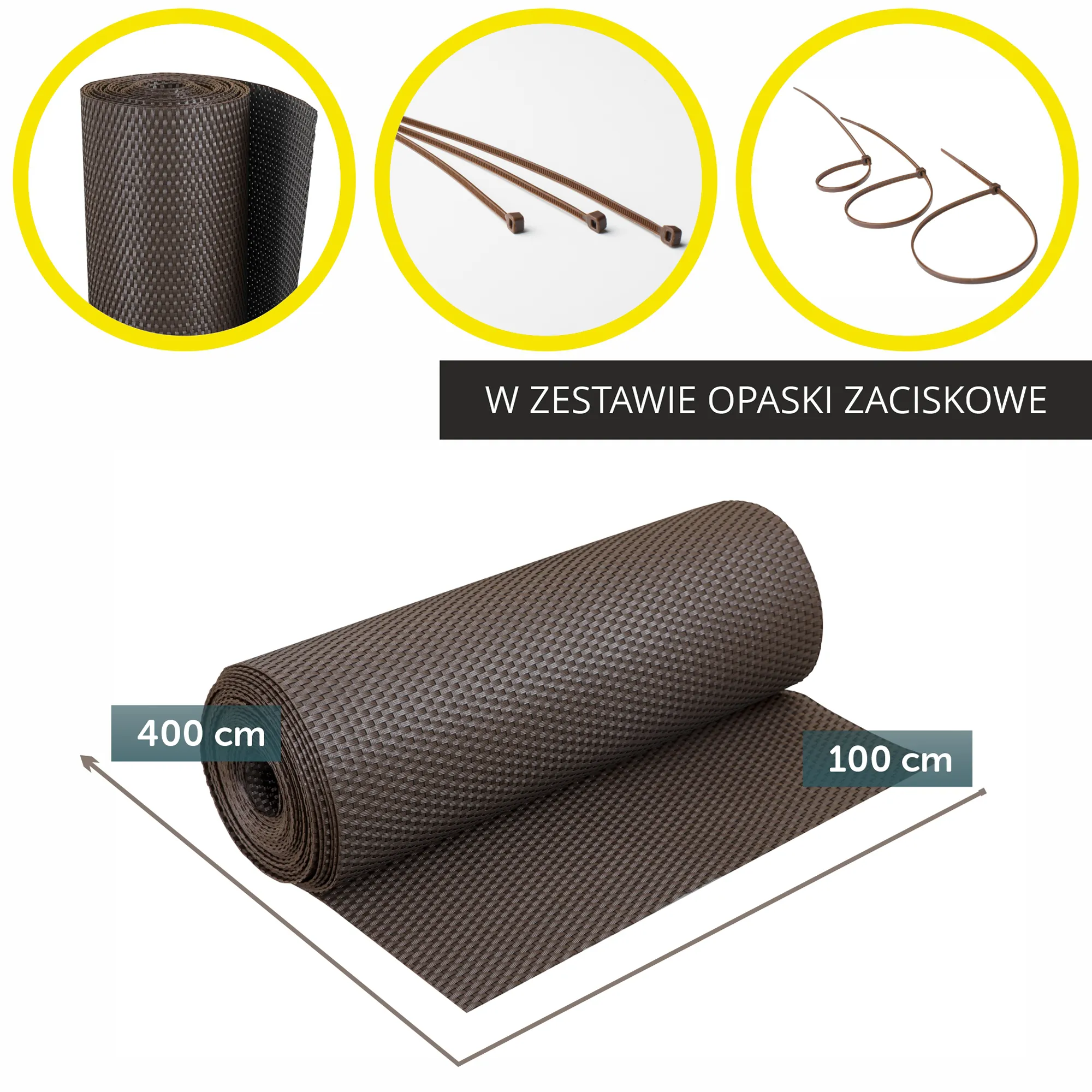 Skei balkono uždangalas 100 x 400 cm, tamsiai rudas