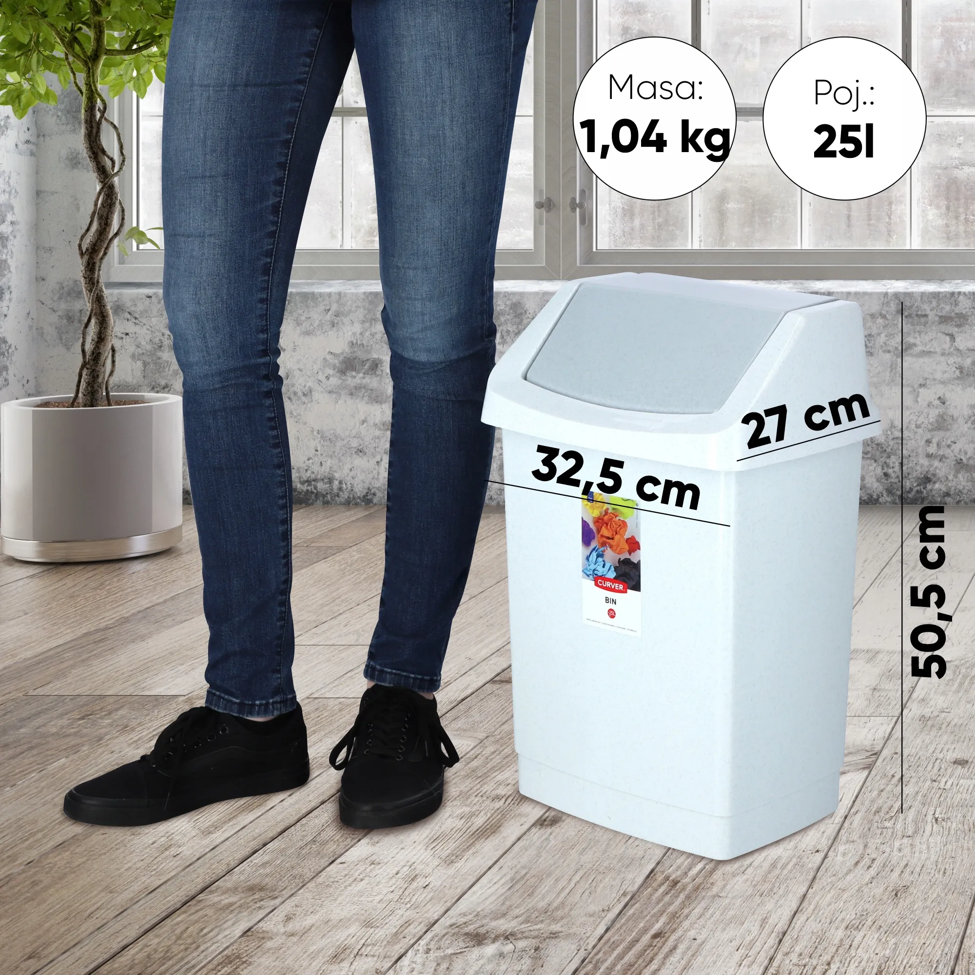 Curver Click-IT 25 l šiukšliadėžė, pilka