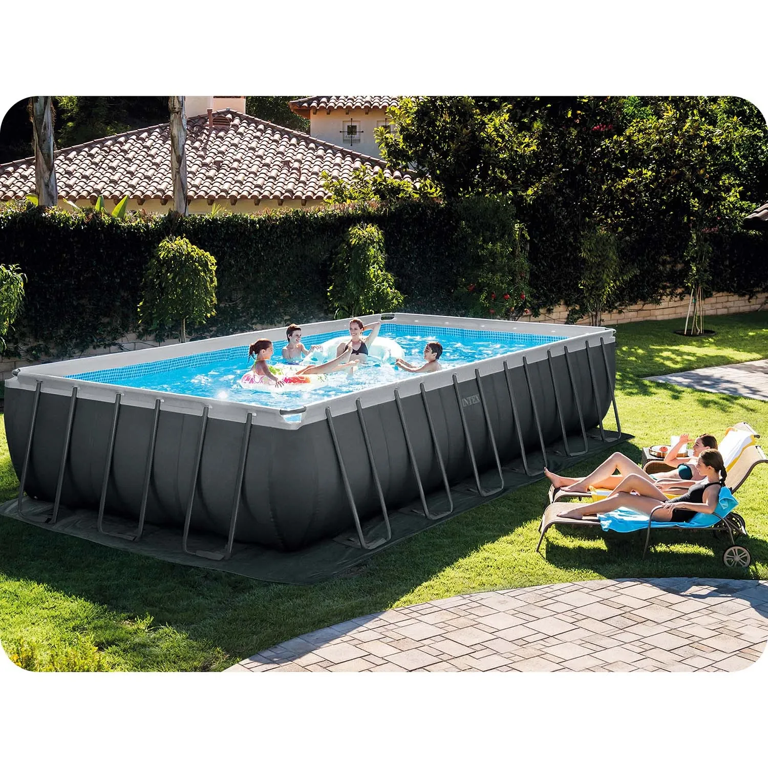 Karkasinis sodo baseinas 732 x 366 x 132 cm 21 viename INTEX 26368 + NEMOKAMAS paspirtukas - nuotrauka 1