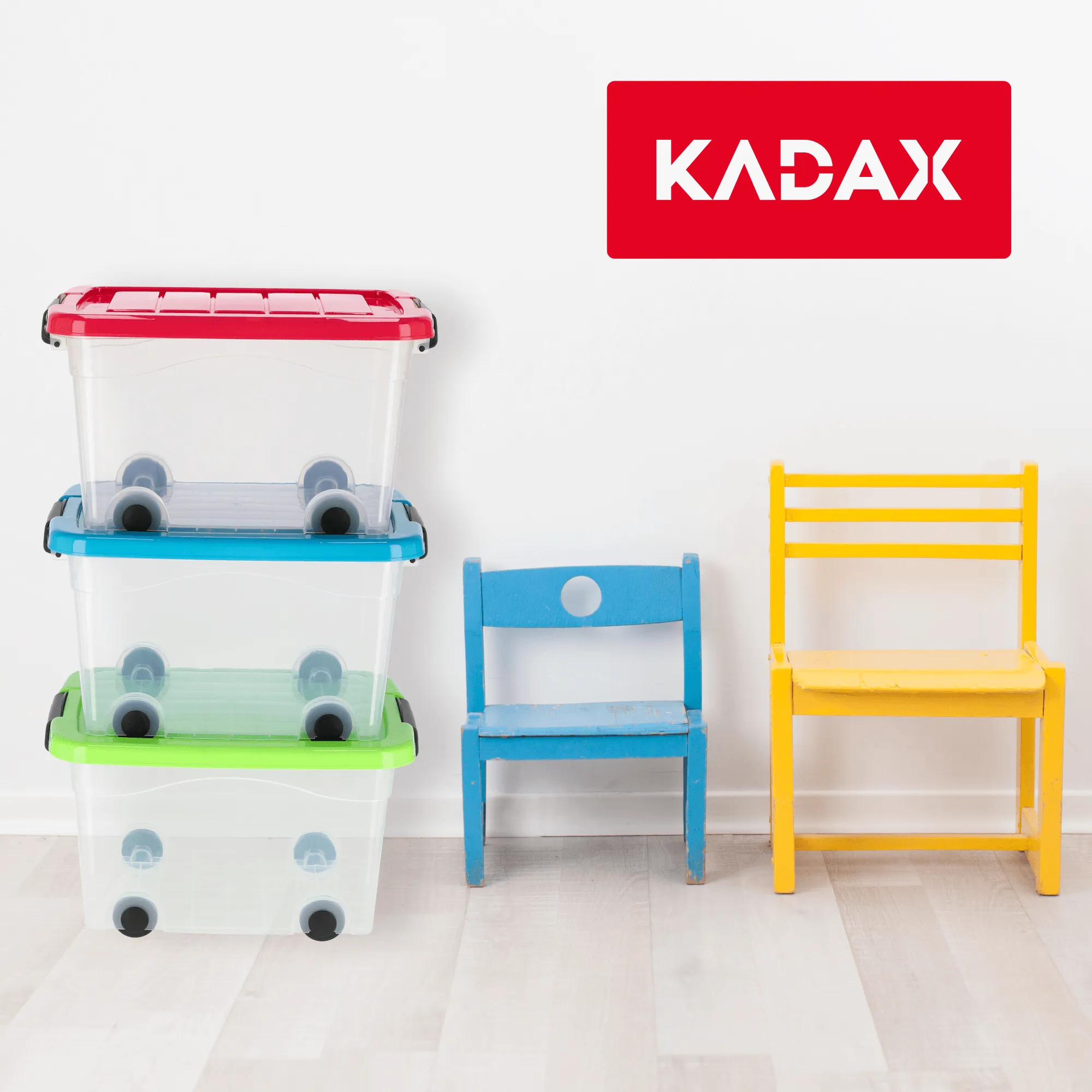 Vado 20L plastikinis konteineris su ratukais, skaidrus