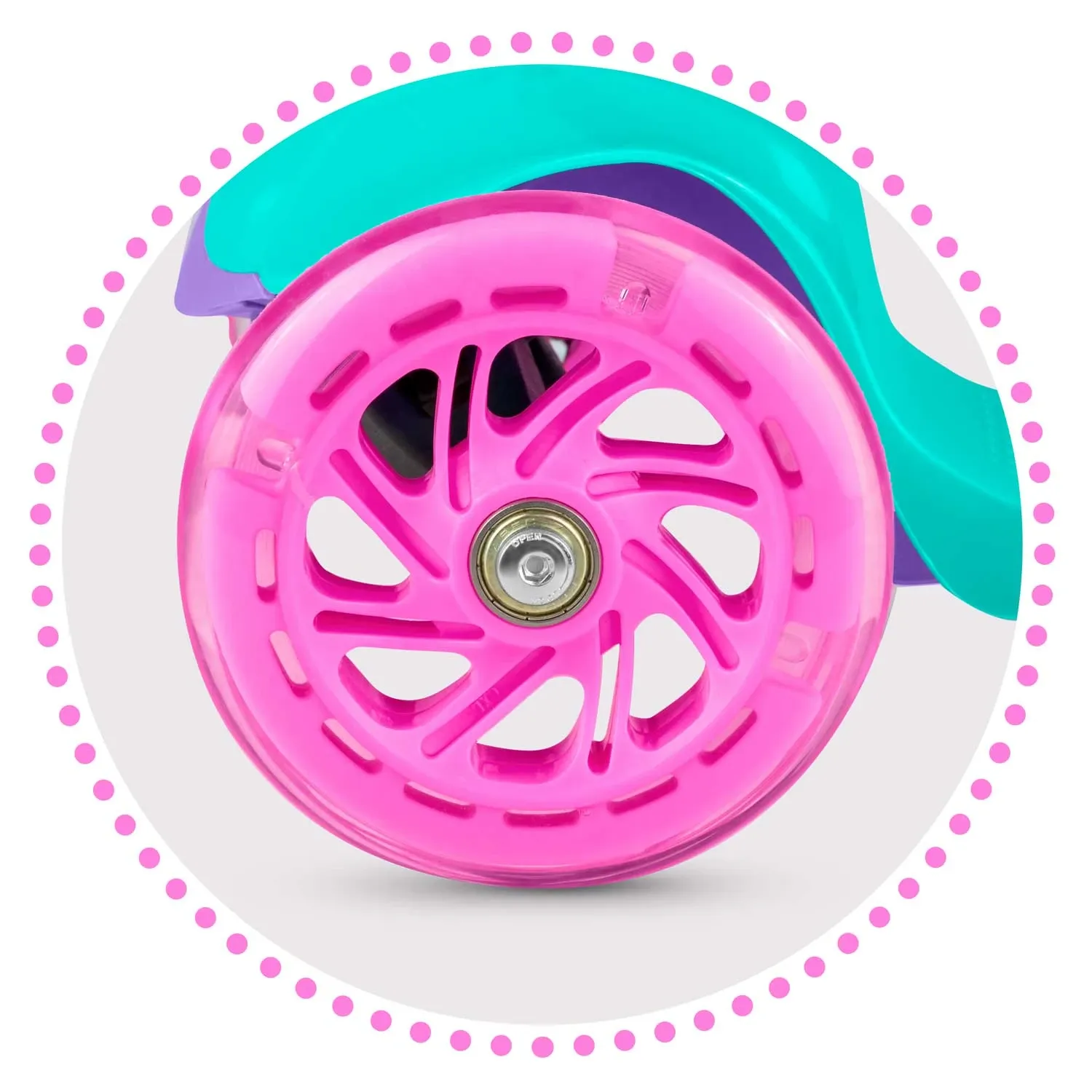 „Ricokids Loco“ triratis paspirtukas – turkio spalvos rožinis - nuotrauka 1