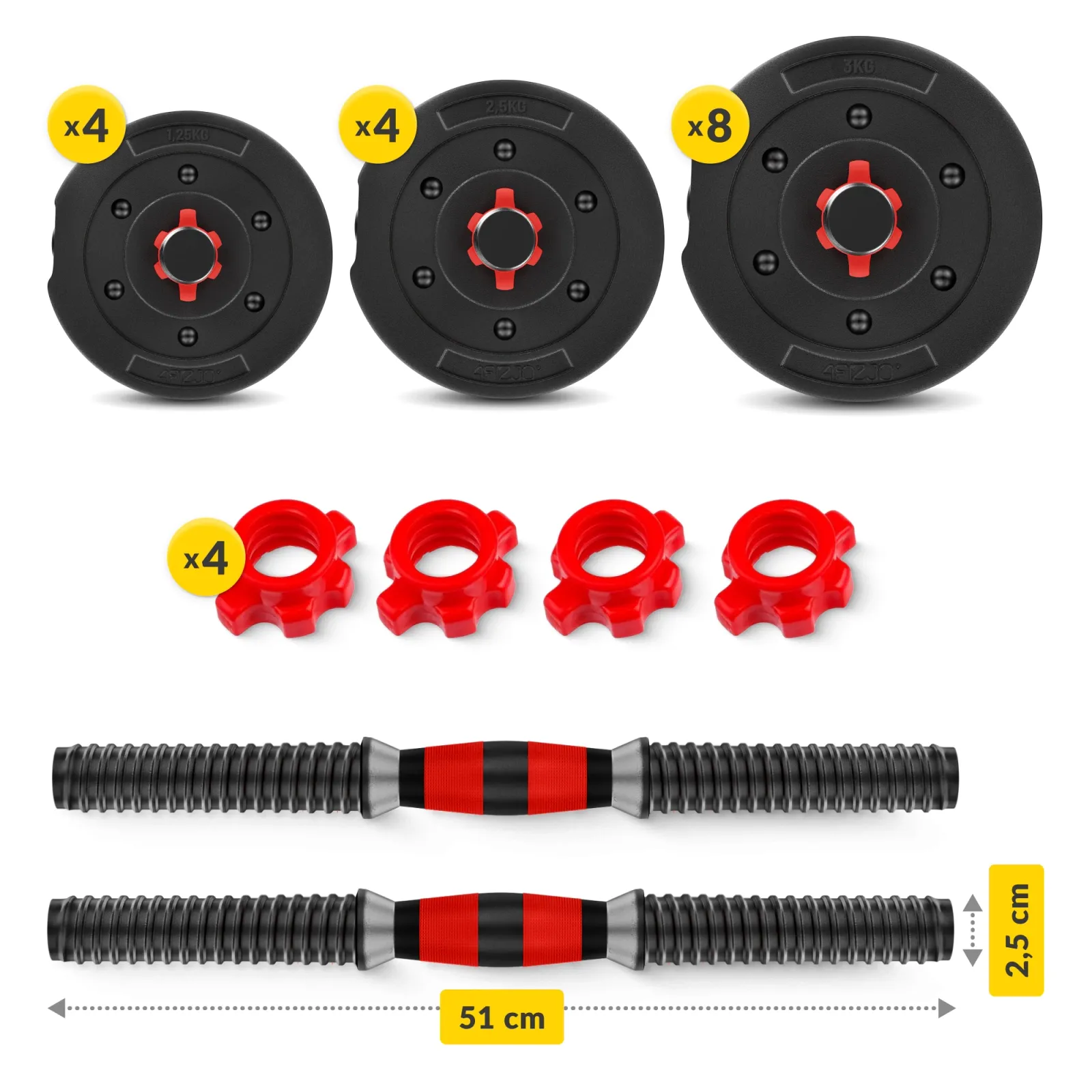 Bituminiai reguliuojamo svorio hanteliai 2 x 20 kg