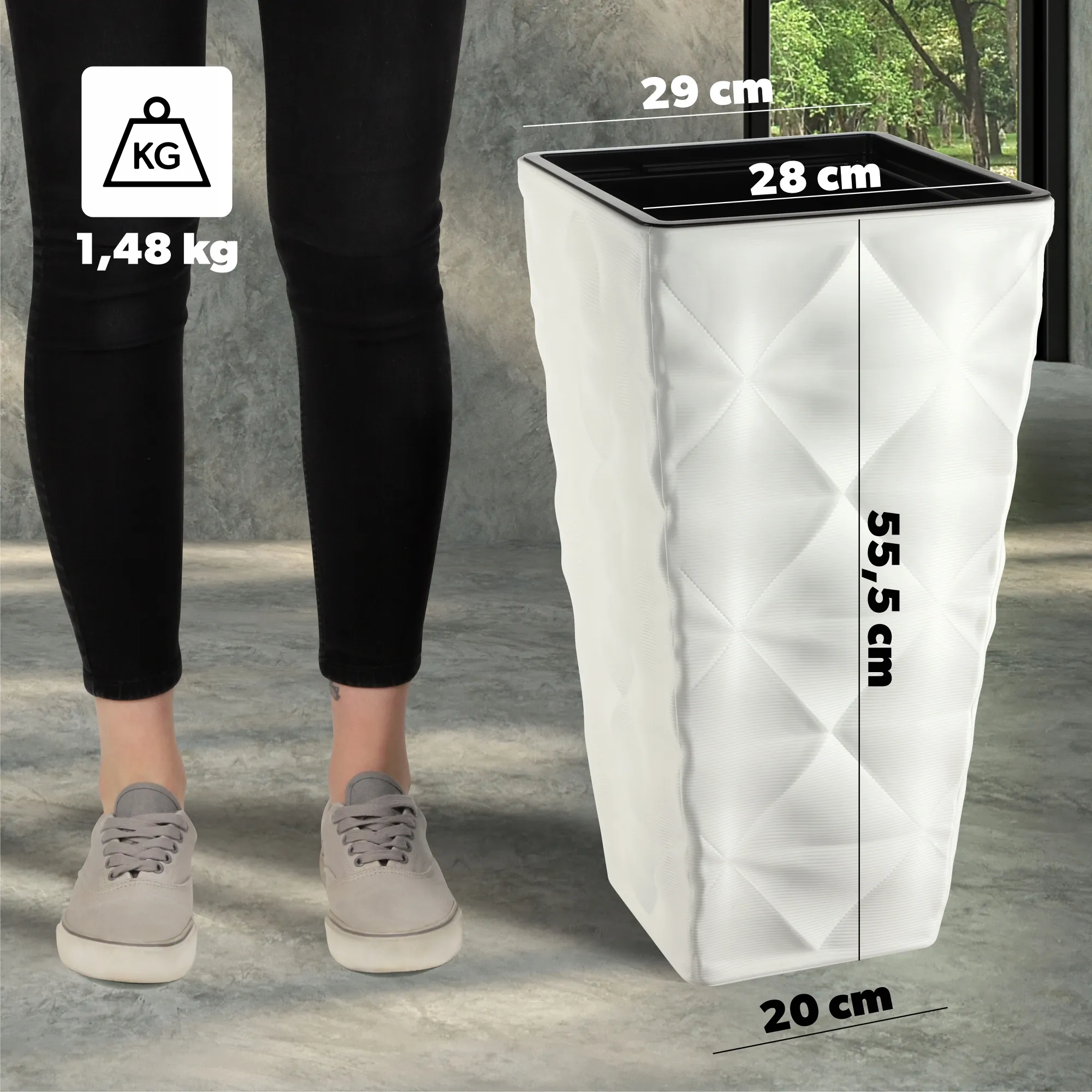 Bando aukštas sodo vazonas su įdėklu