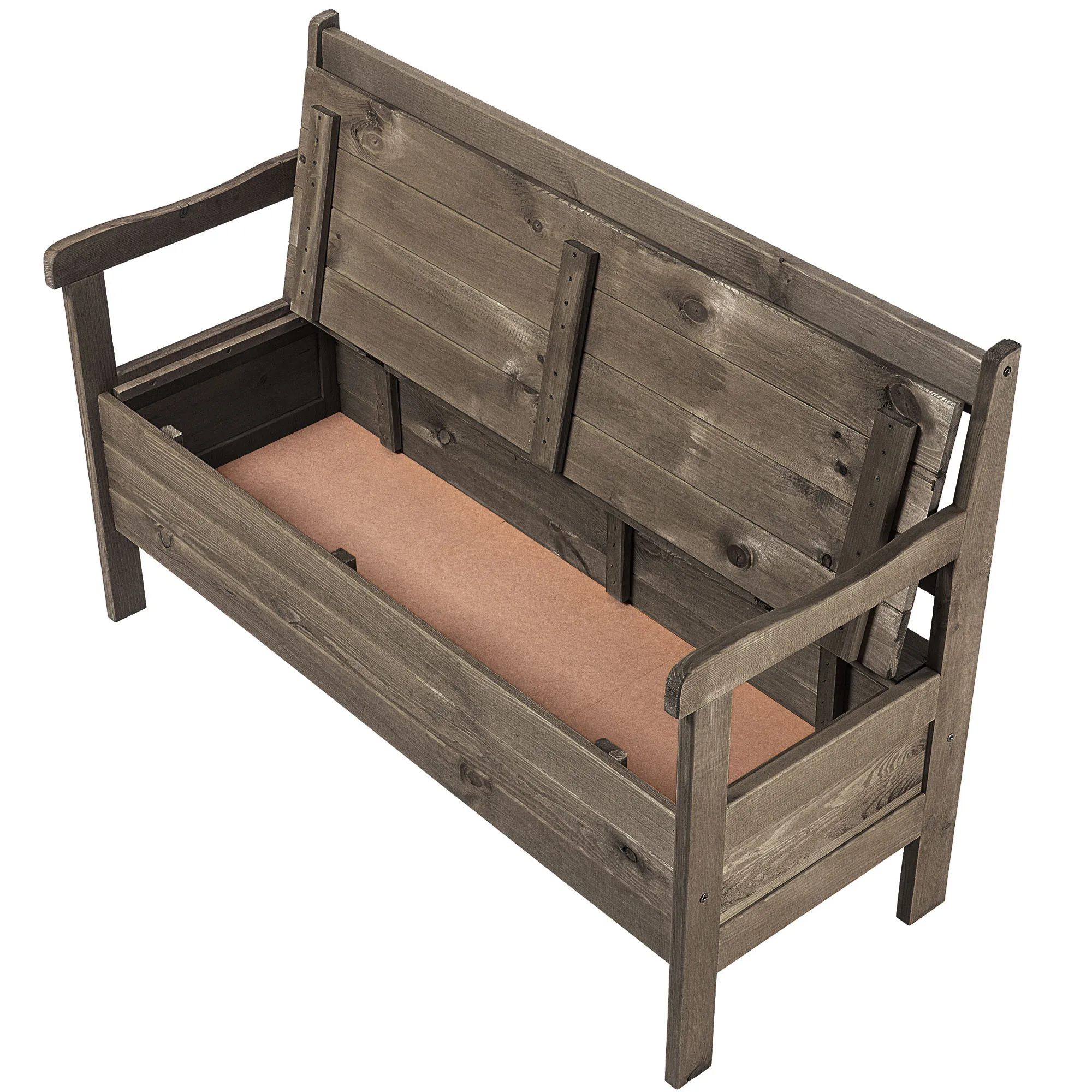 Gravet rudas sodo suolas su skrynia