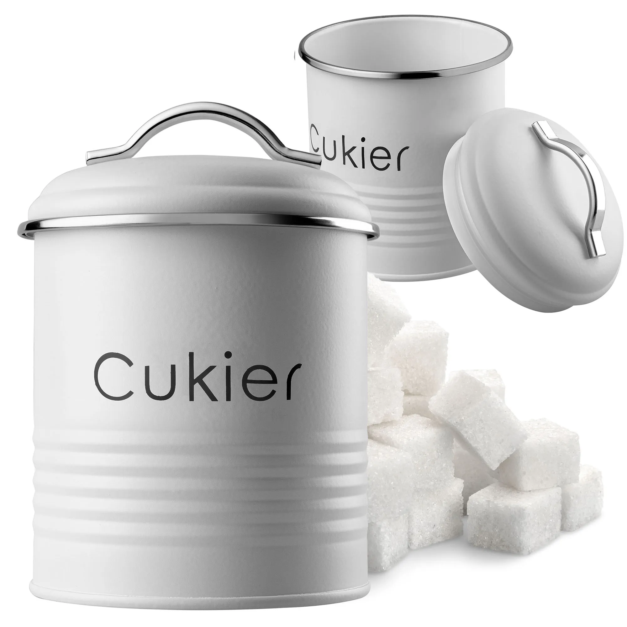 Apvalus cukraus indelis, baltas