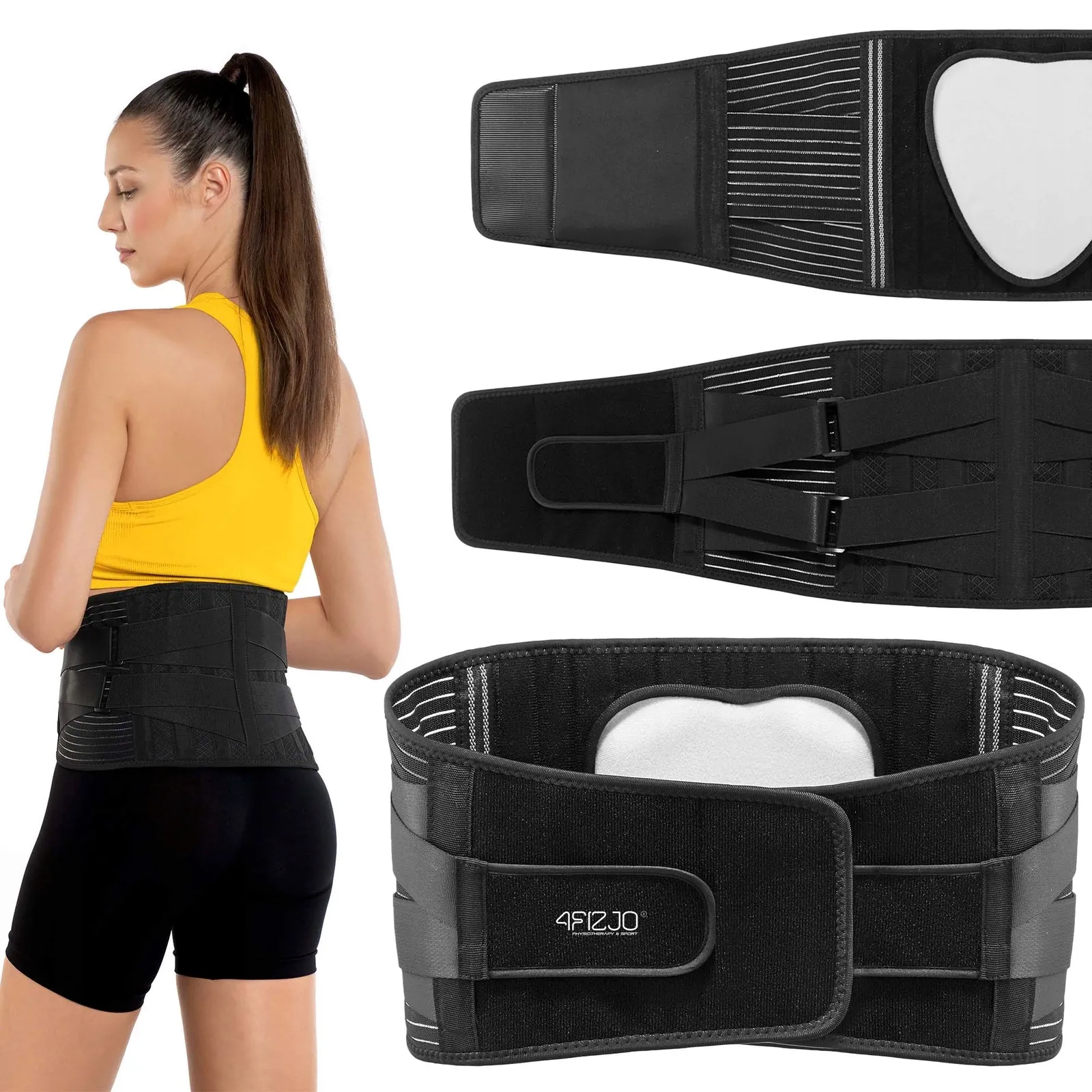 XL dydžio juodos spalvos ortopedinis diržas juosmens stuburui