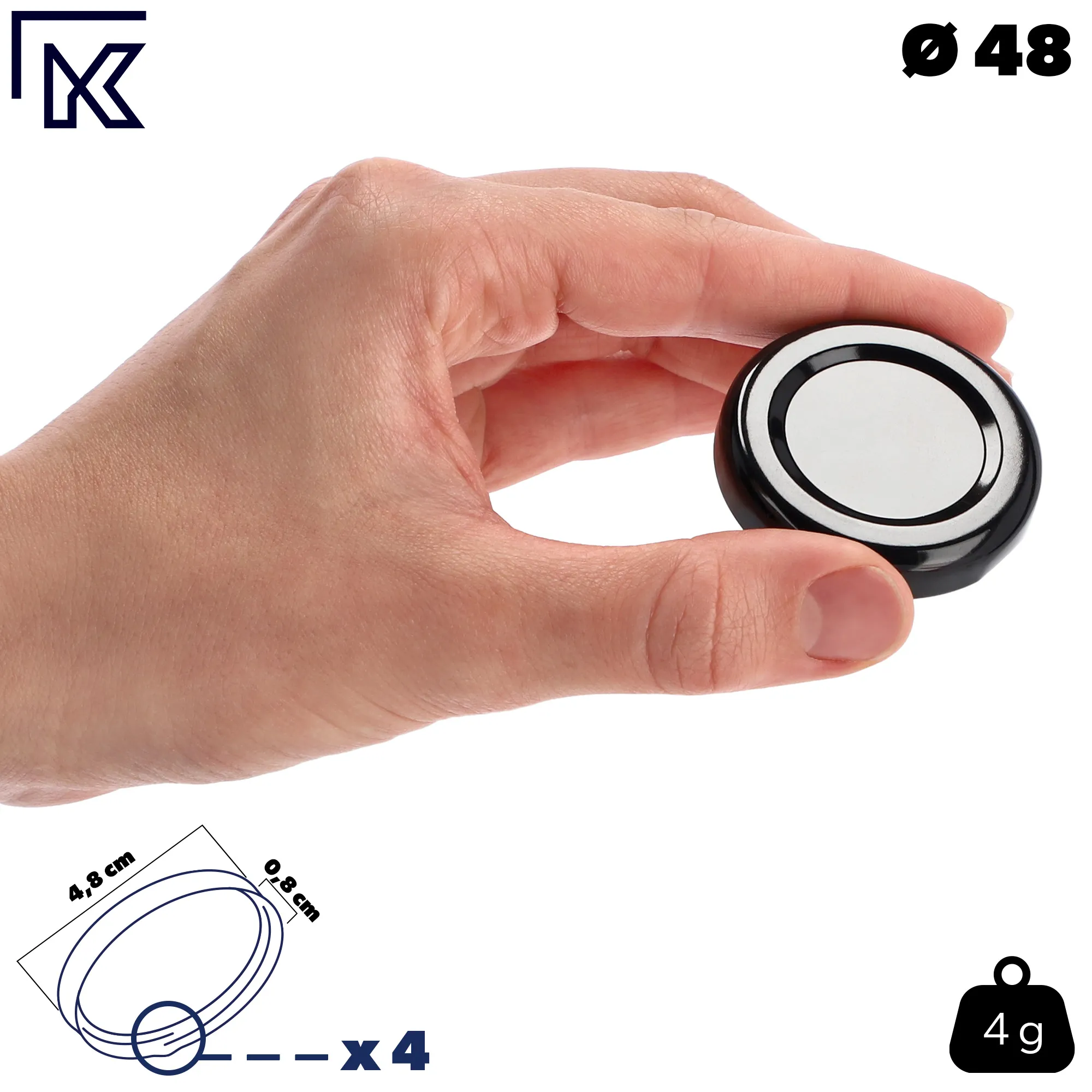 Dangteliai stiklainiams ir buteliams, 10 vnt., 48 cm skersmens, juodi