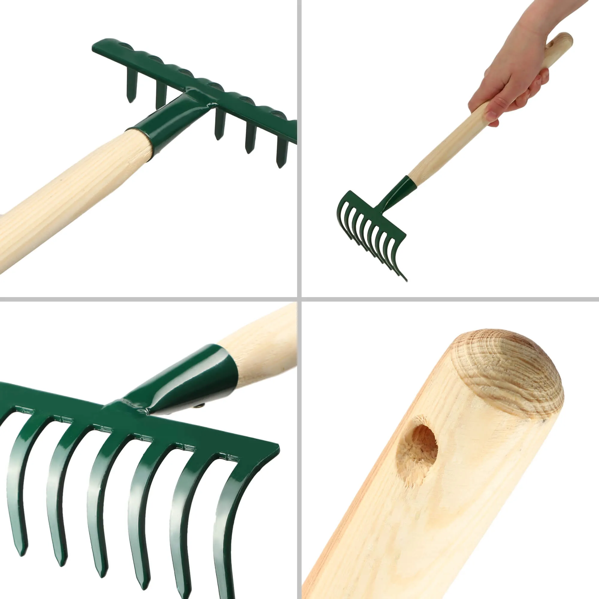 Metalinis grėblys 36 x 16 cm, žalias