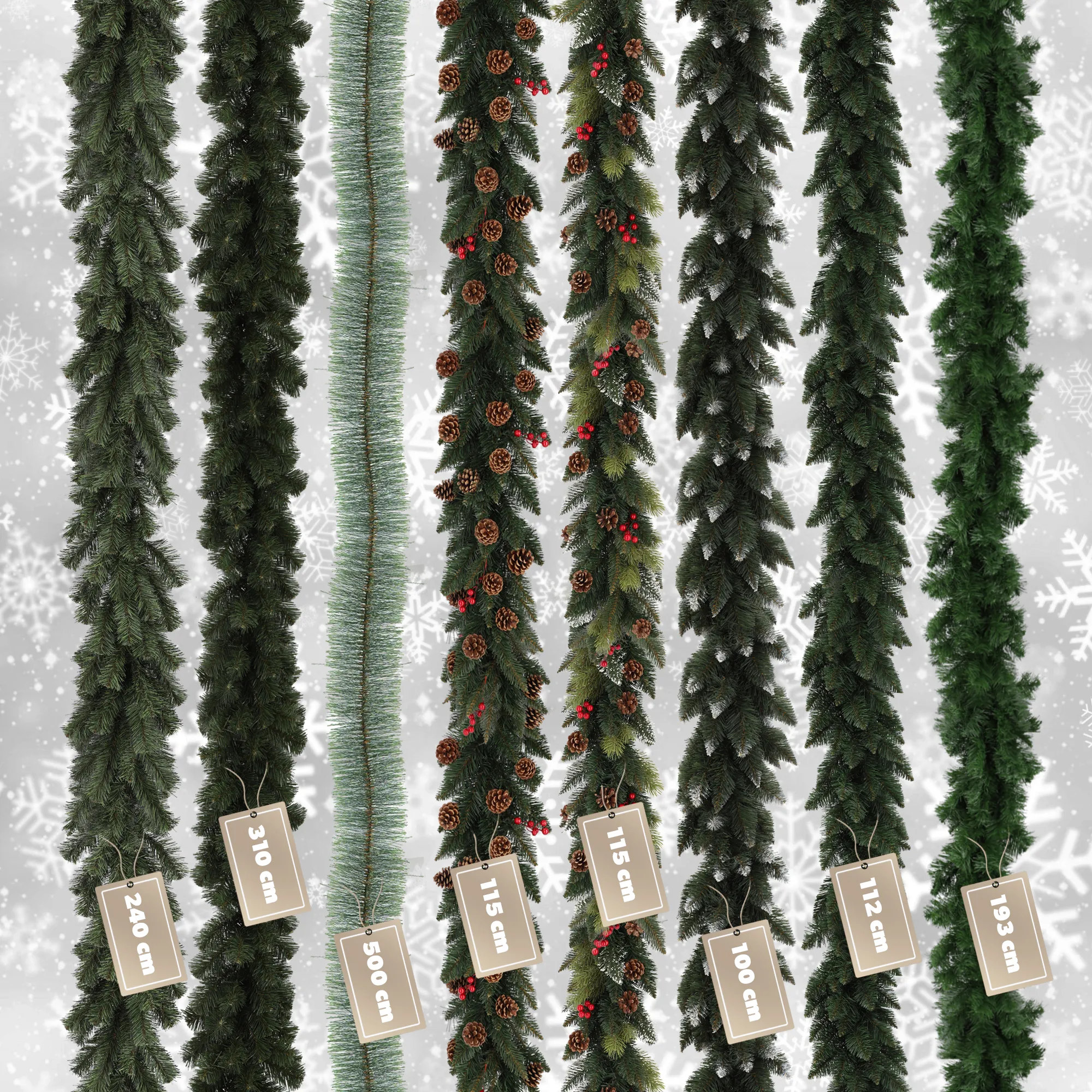 Kalėdinės eglutės girlianda, 110 cm, žalia