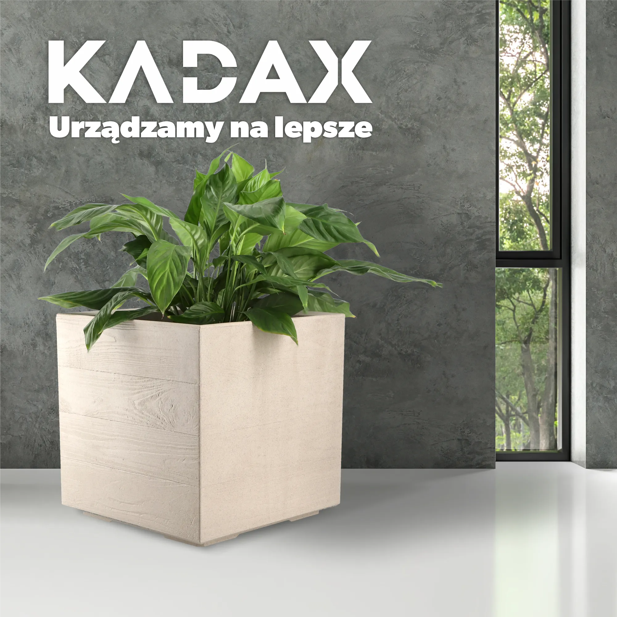 Sūrio vazonas ant ratukų „Deska“ 40 cm šviesiai rudas