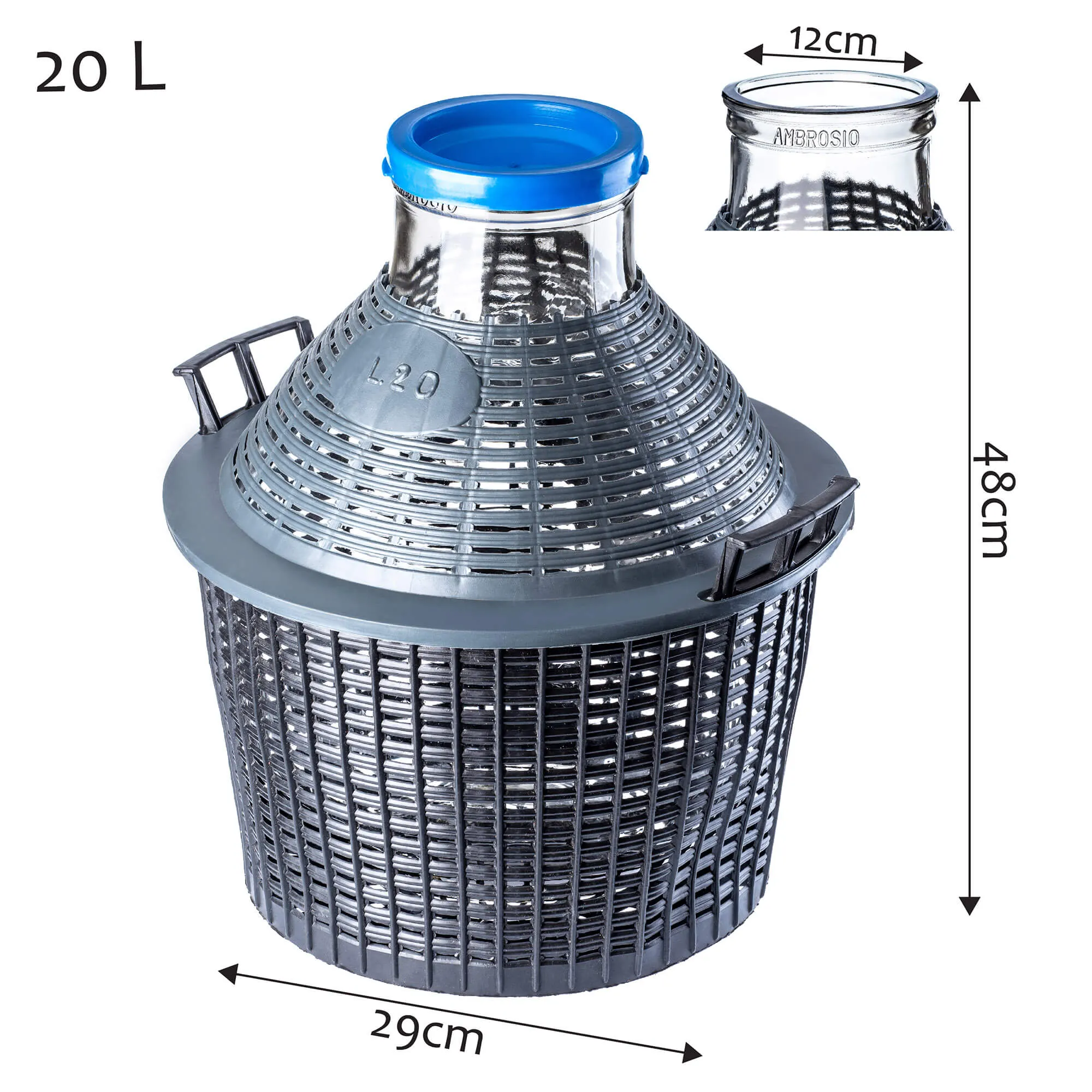 „Fonte“ vyno butelis su plačiu atidarymu, 20 l