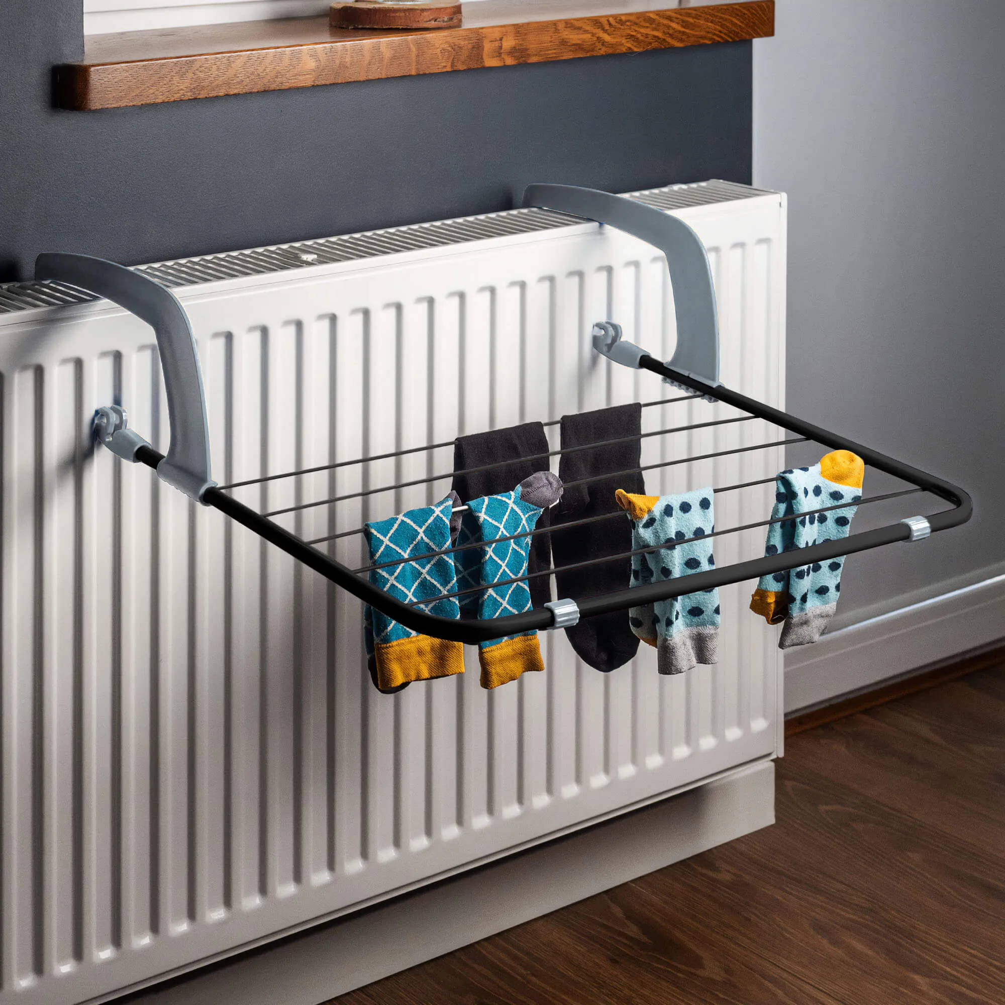 Sava 3 viename pastatoma drabužių džiovyklė, 168 cm, juoda