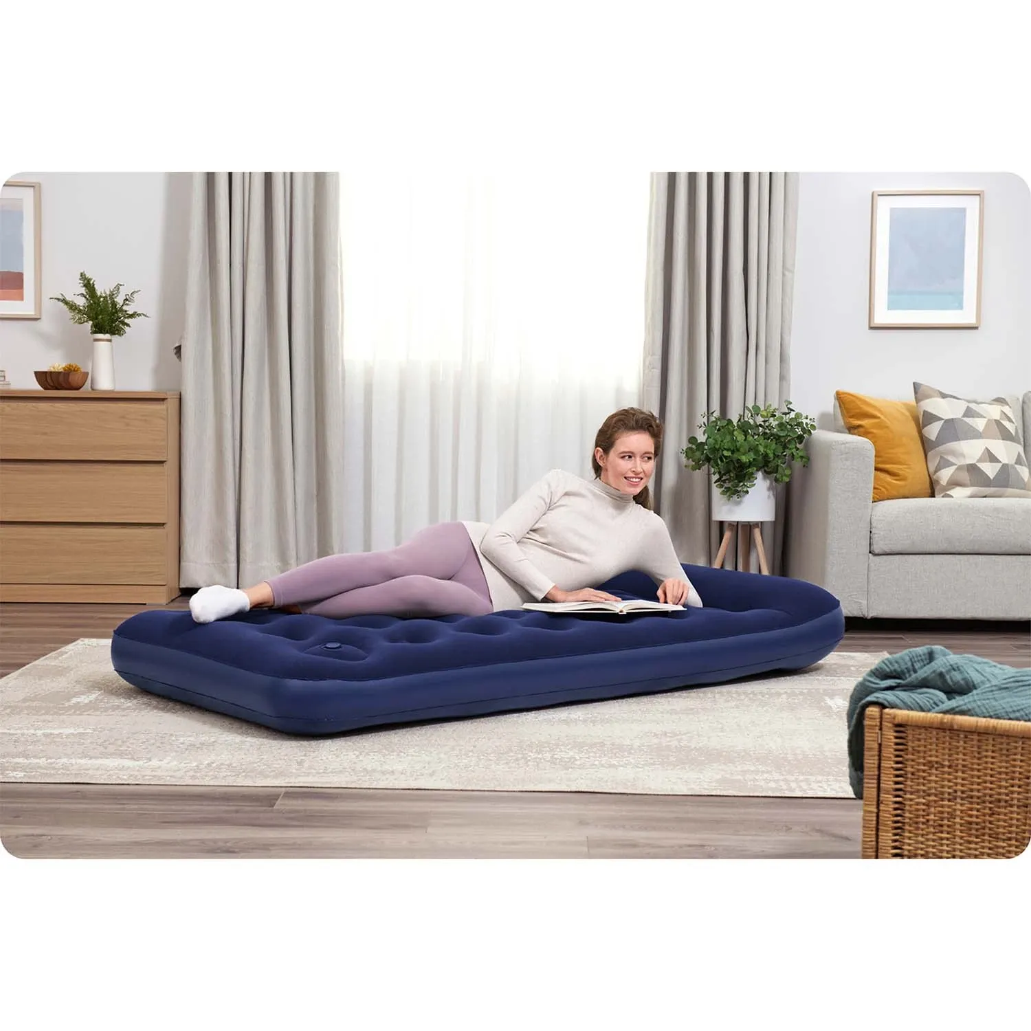Pripučiamas čiužinys 188x99x22 cm su įmontuota kojine pompa Bestway 67224 - nuotrauka 1
