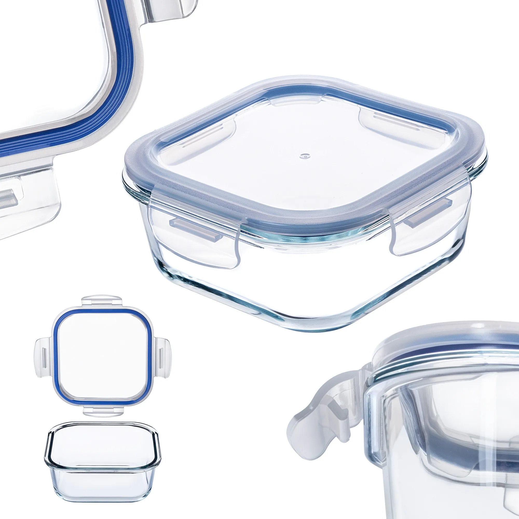 „Athie“ 800 ml kvadratinis stiklinis maisto indas