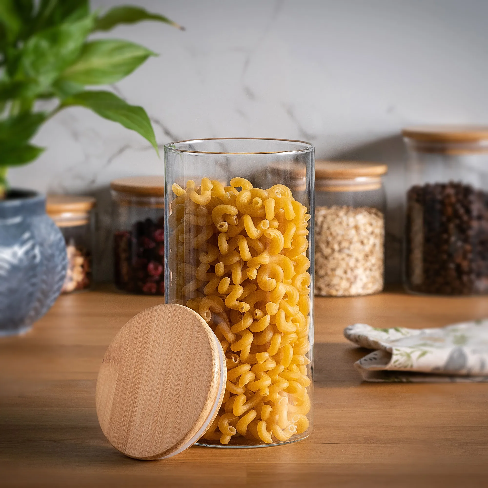 Piney stiklinis indas su bambuko dangteliu 1400 ml