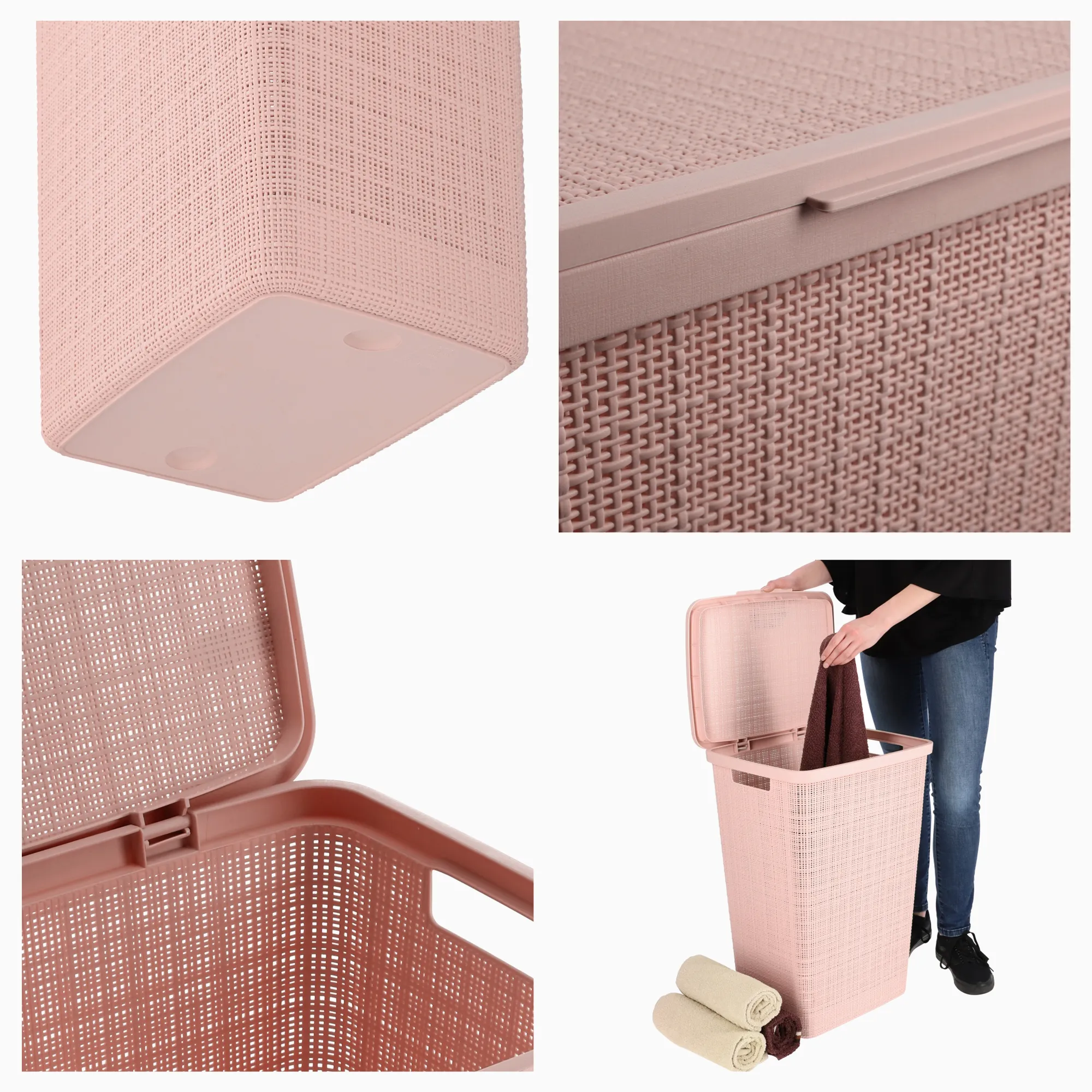 Curver džiuto skalbinių krepšys, 58 l, rausvos spalvos