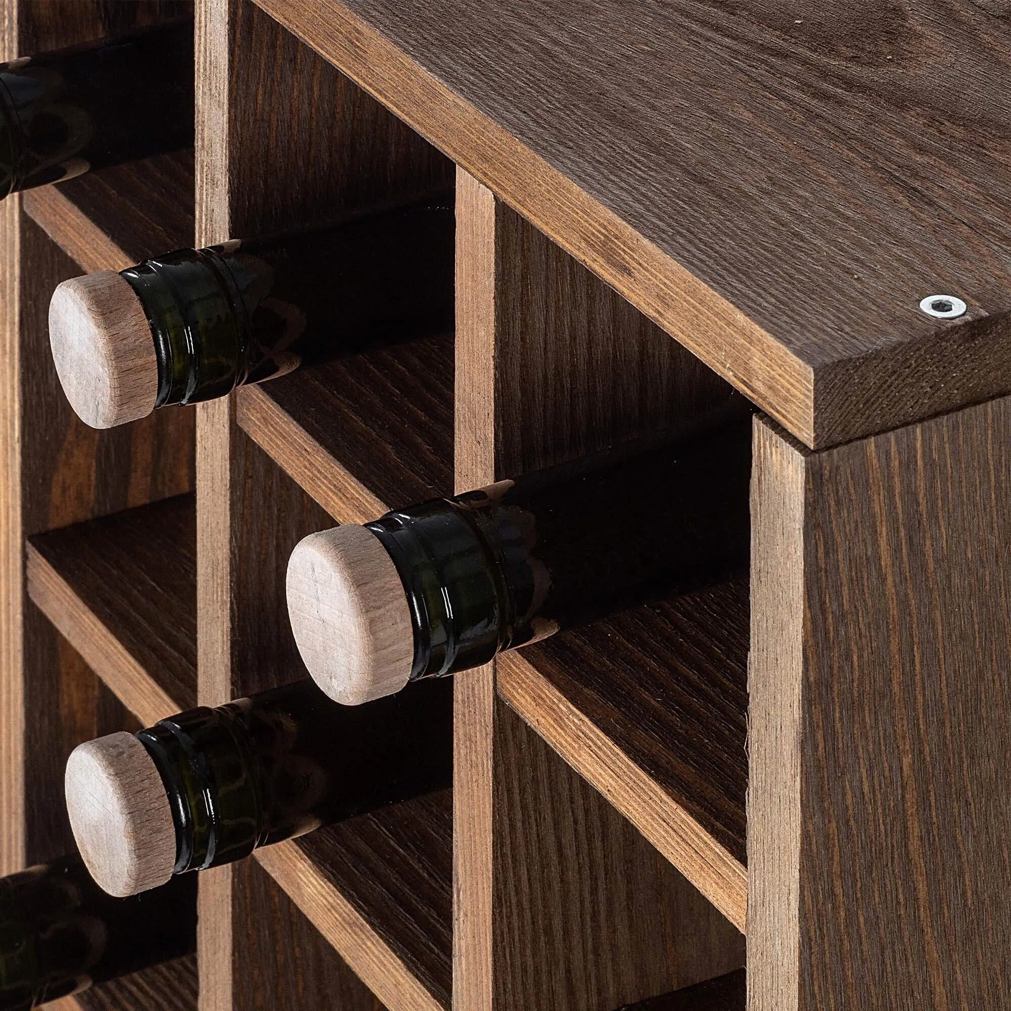 Loreo vyno lentynėlė, languota, medinė, tamsiai ruda