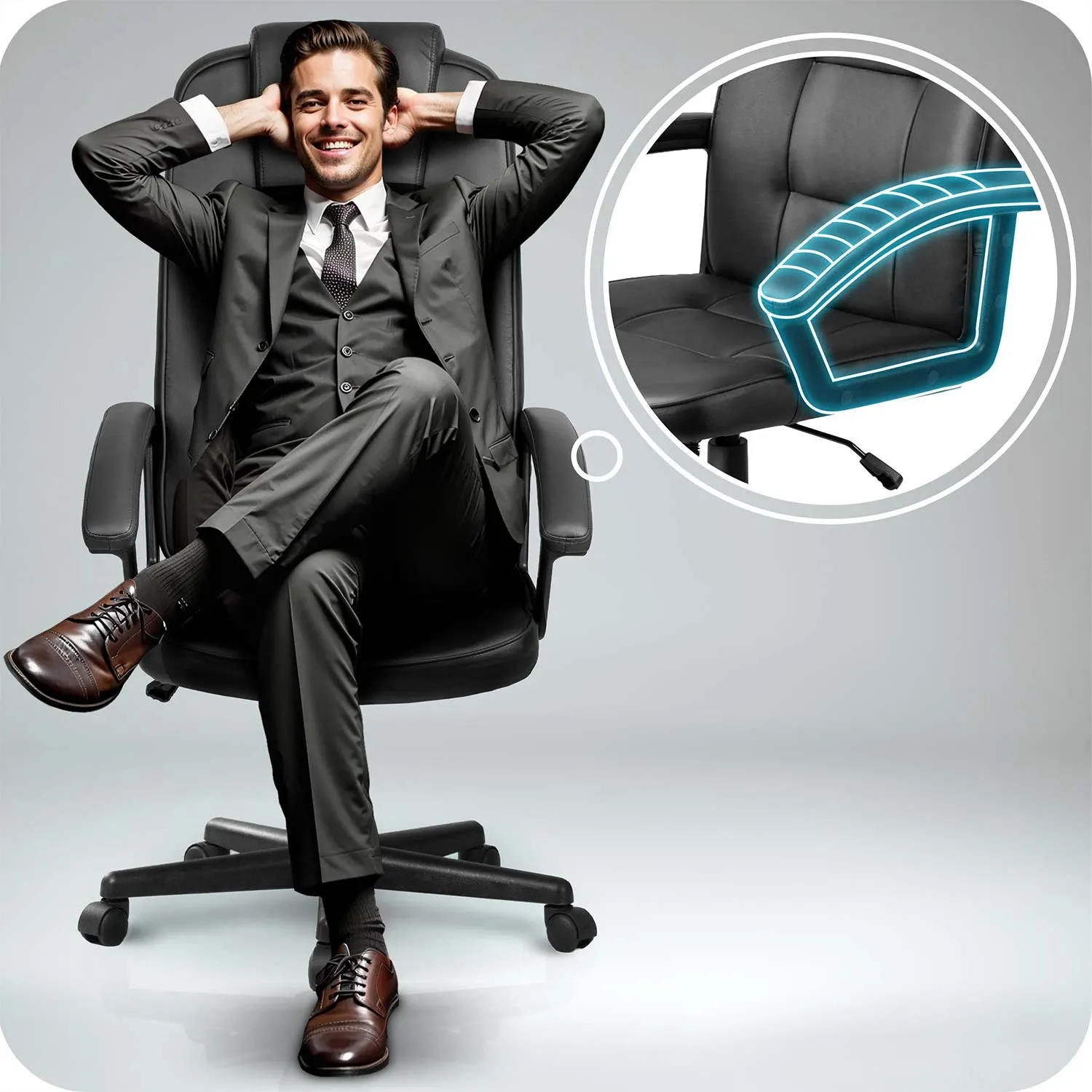 Sofotel pasukama biuro kėdė, juoda - nuotrauka 1