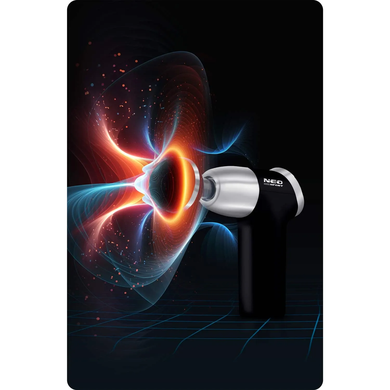 Kūno masažo pistoletas NS-500 Neo-sport, juodas, 8 antgaliai - nuotrauka 1