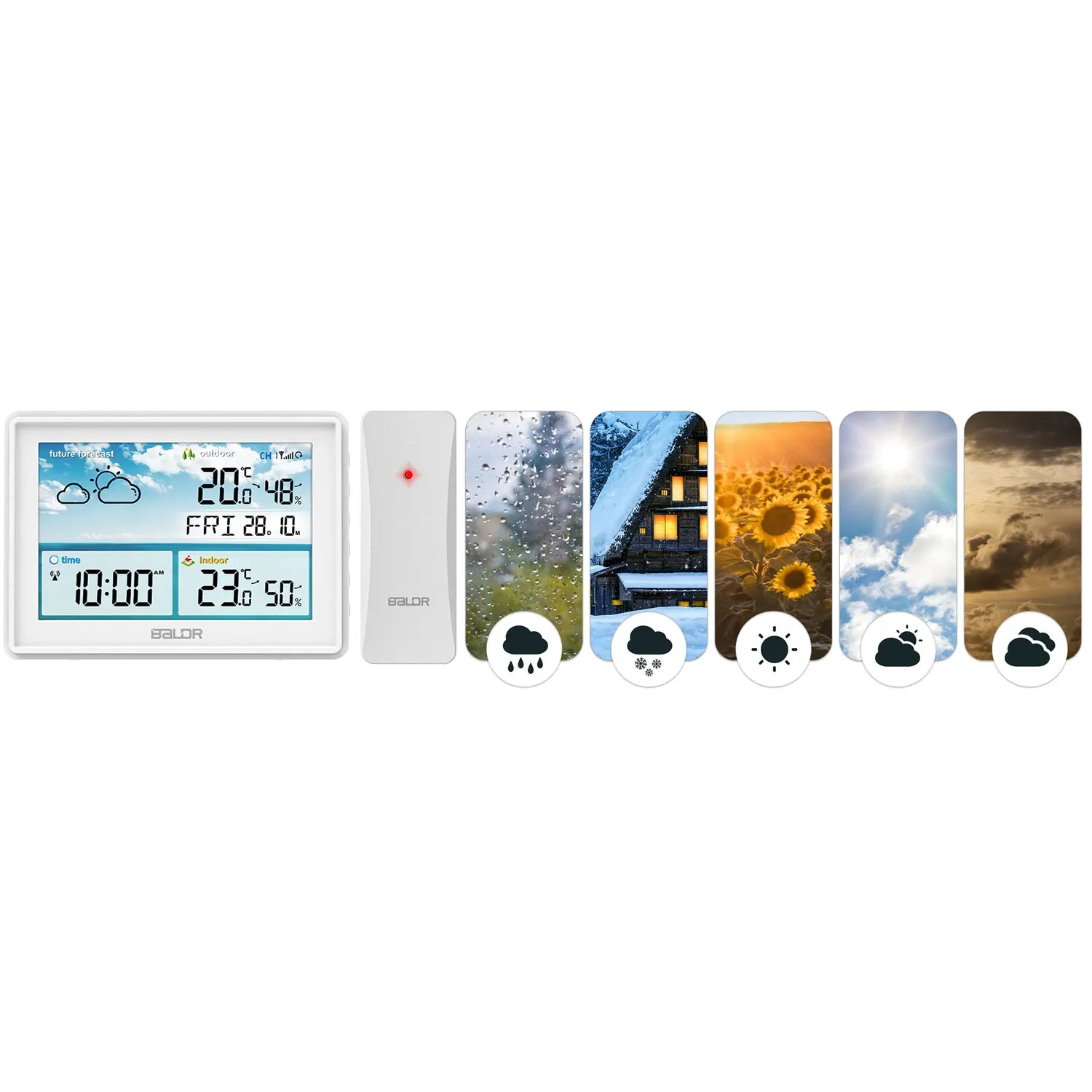Meteorologinė stotelė su ekranu BD-909, balta - nuotrauka 1