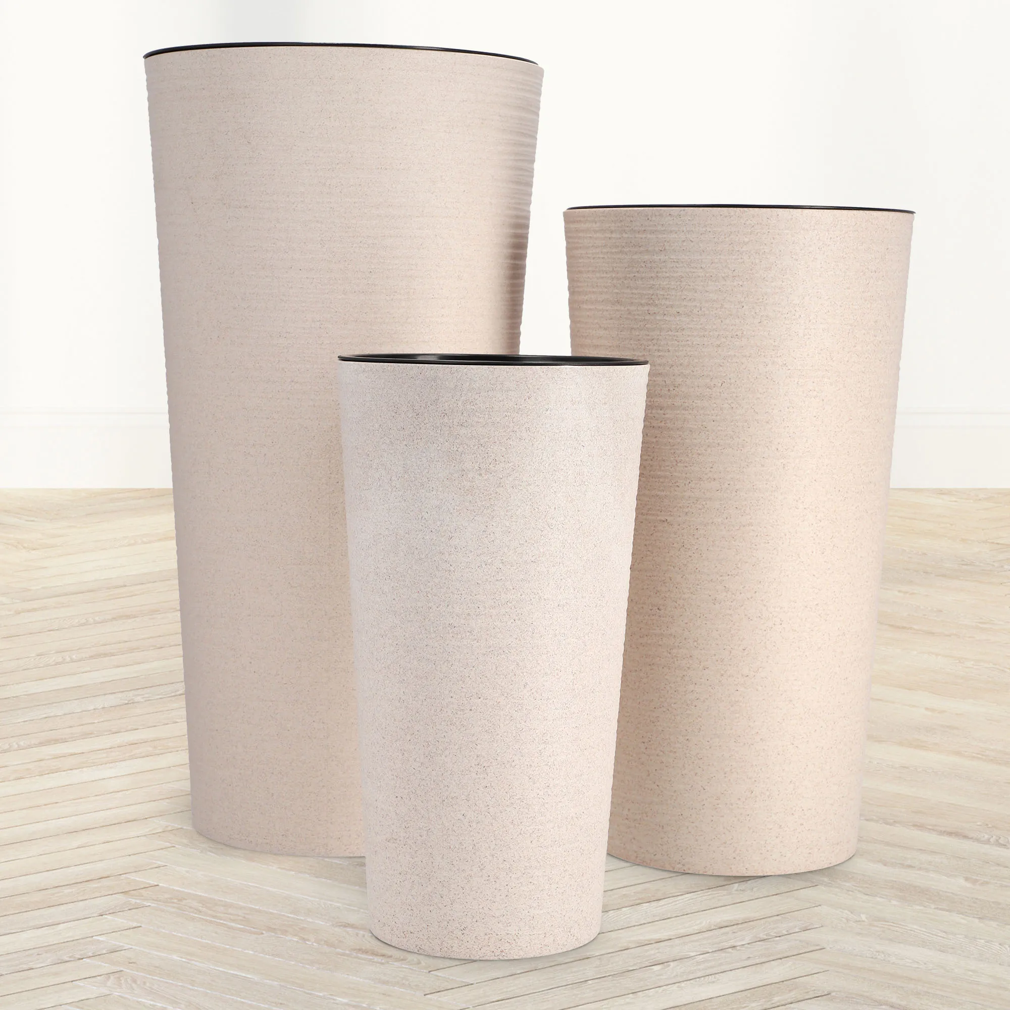Gėlių vazonai 19 cm + 25 cm + 30 cm, balti