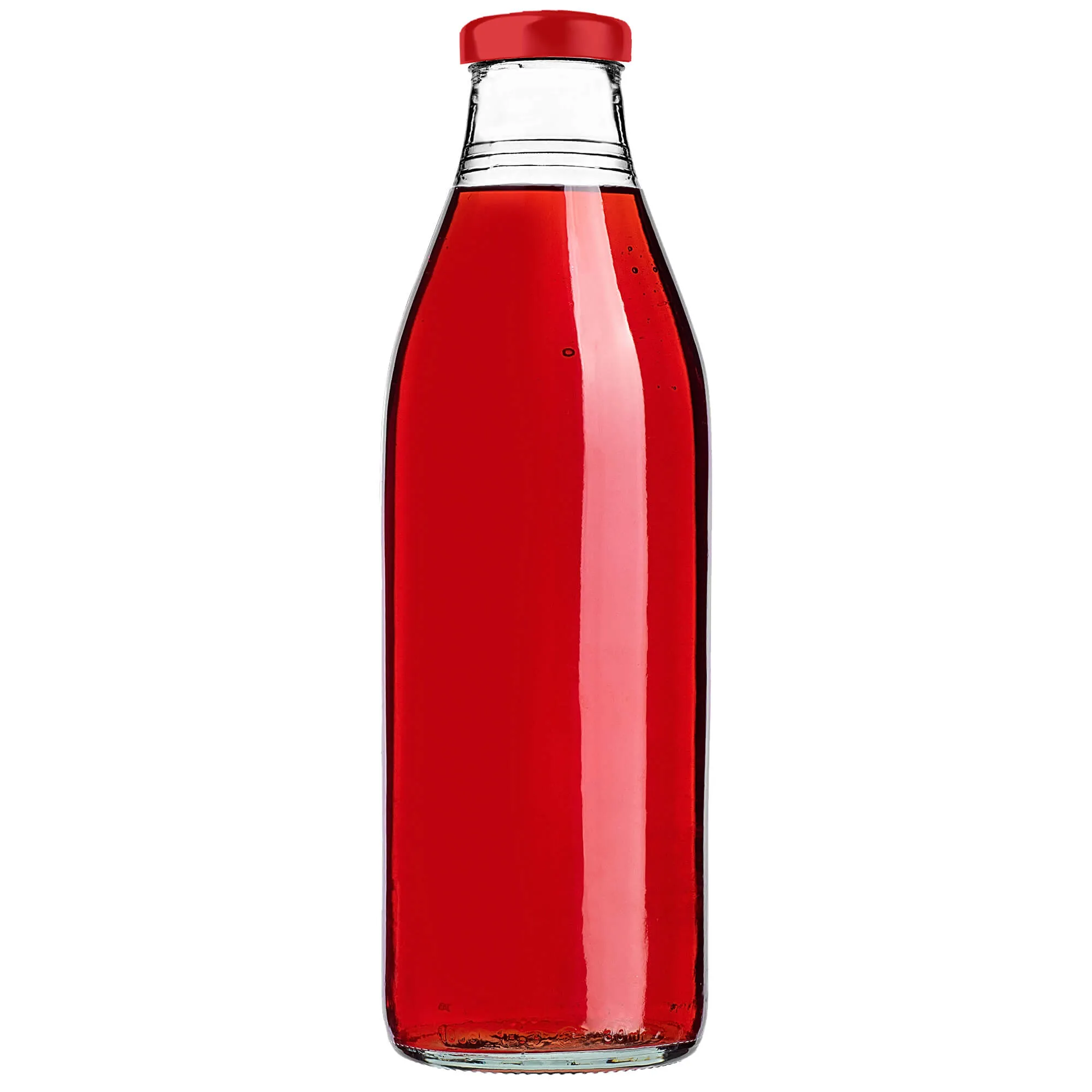 Arvigo 1 l stiklinis sulčių butelis su raudonu dangteliu 1 vnt.