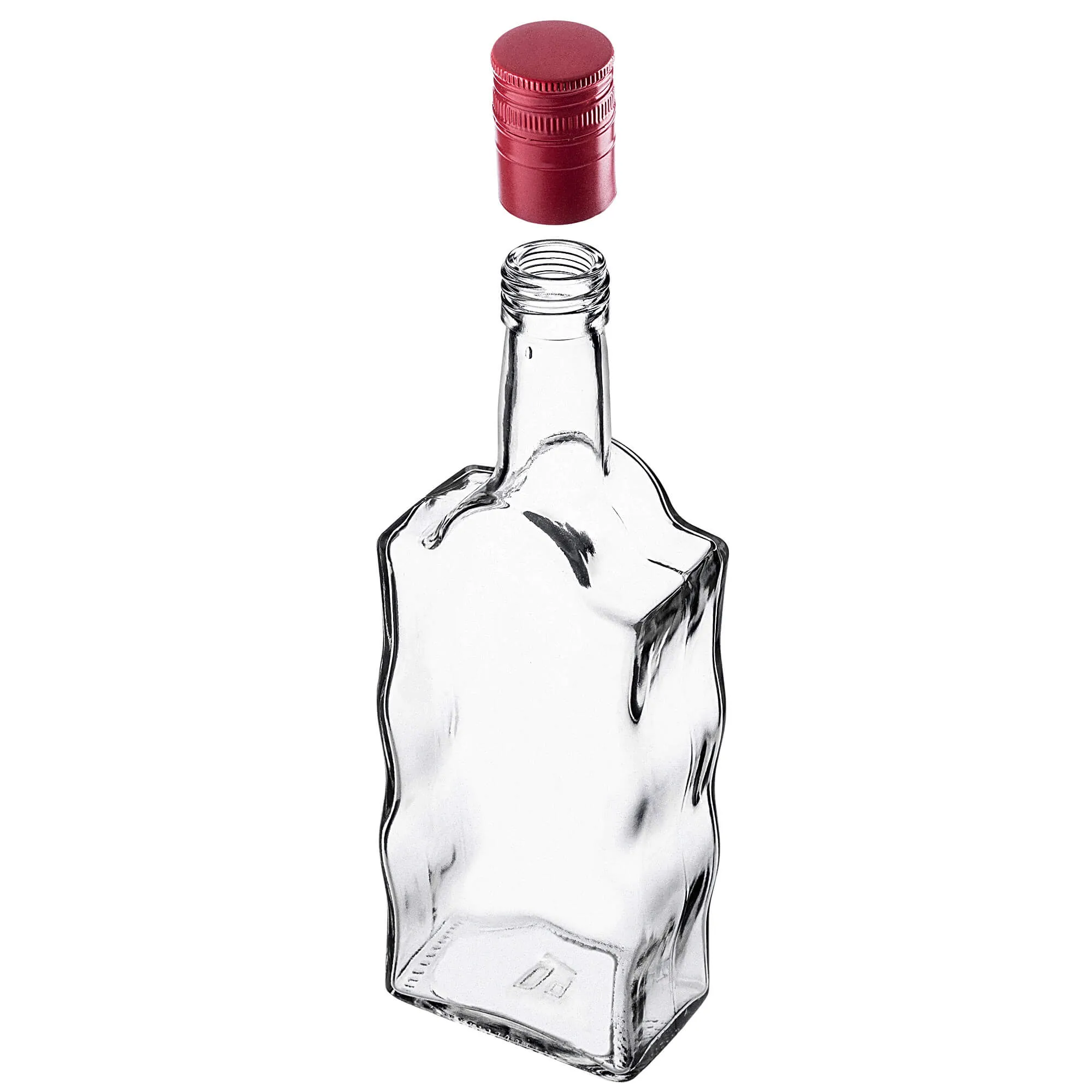 Fala stiklinis tinktūros buteliukas 500 ml su ilgu raudonu dangteliu 1 vnt.