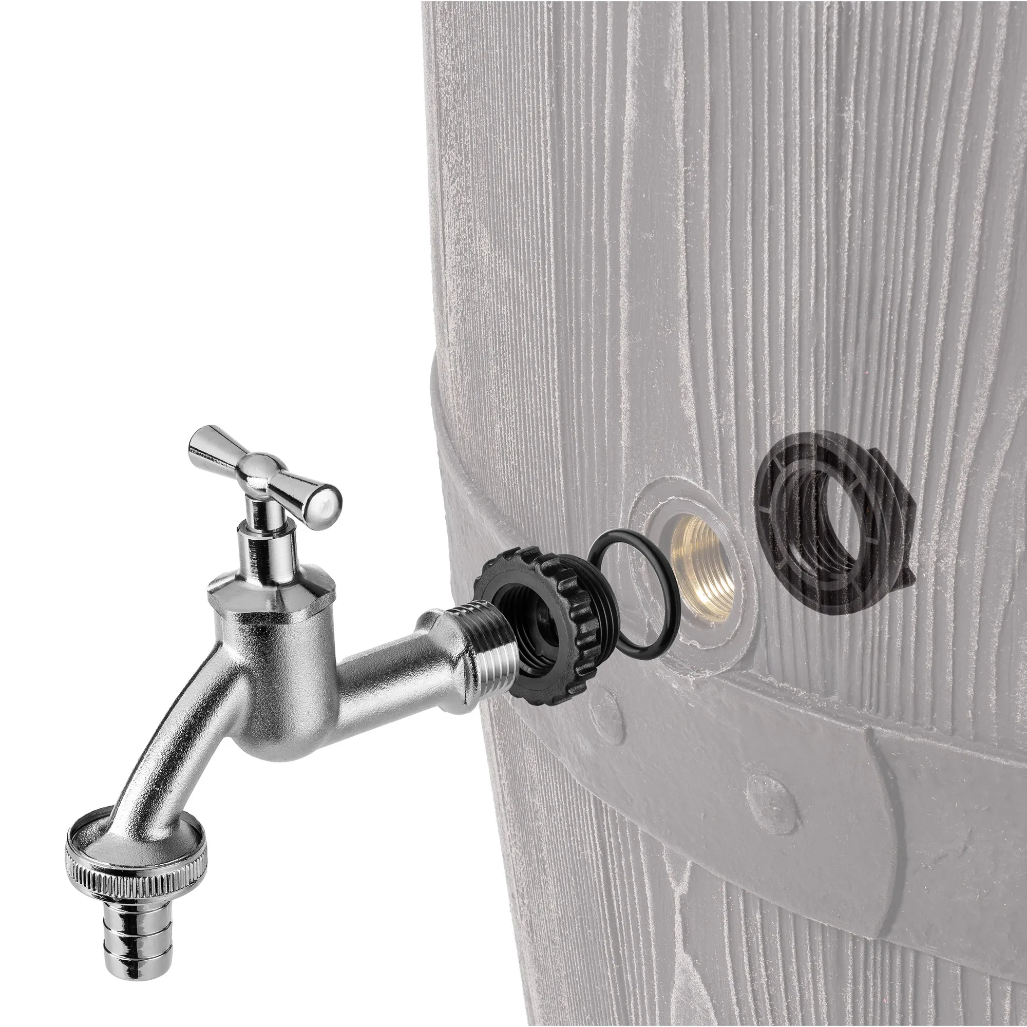 1/2 colio lietaus vandens bako čiaupas su 3/4 colio sidabriniu adapteriu