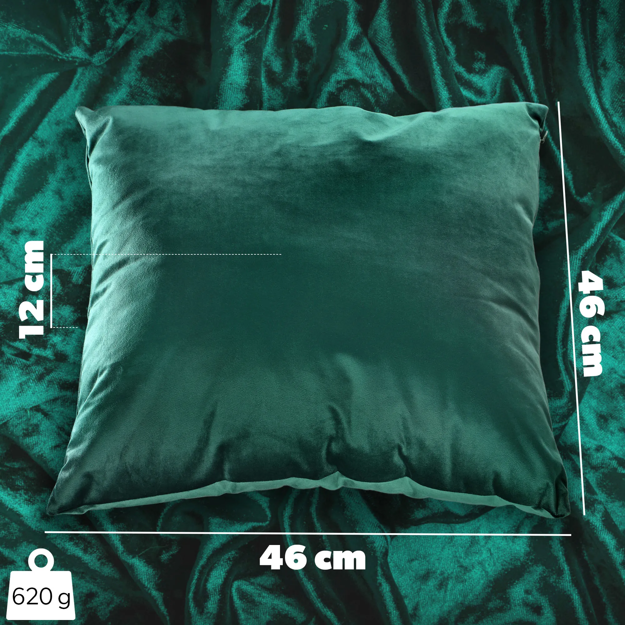 Dekoratyvinė aksominė pagalvė, žalia