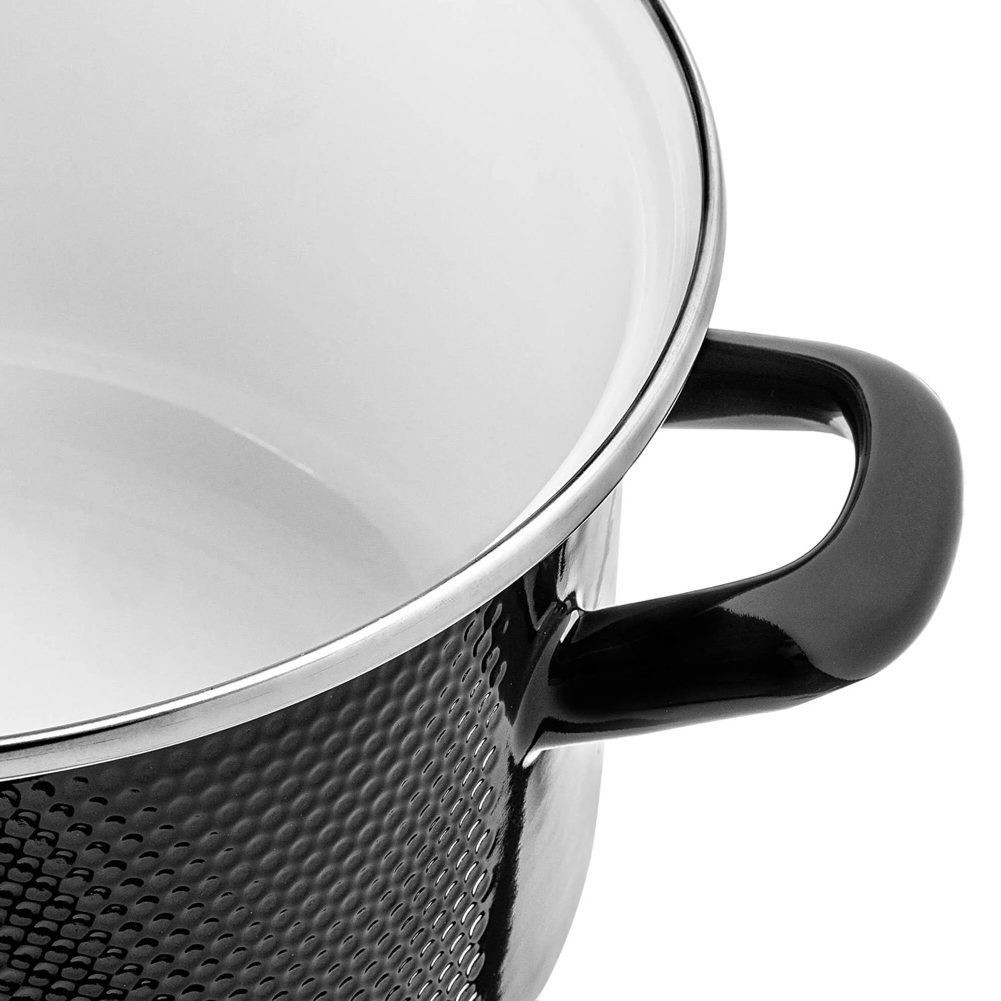 Pruno emaliuotų puodų rinkinys 2L, 3L, 4L, 5L juodas