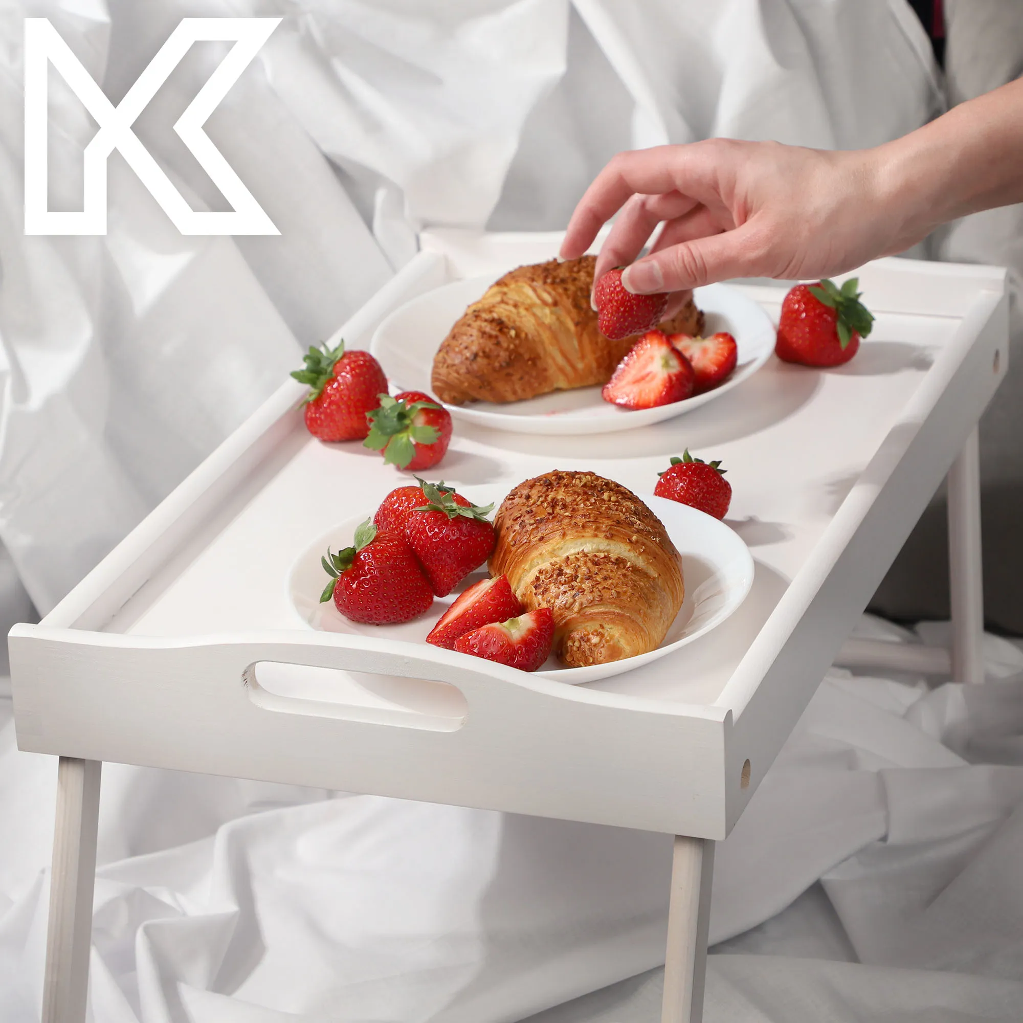 „Solia“ pusryčių stalas, nešiojamam kompiuteriui, 50 cm, baltas