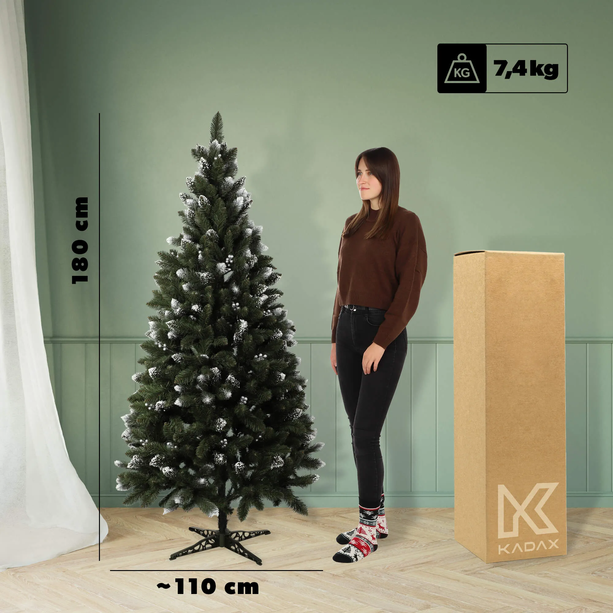 Dirbtinė Kalėdų eglutė, deimantinė pušis, Mantua, 180 cm