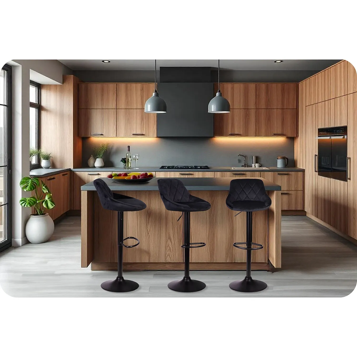 Nerra Sofatel juoda baro kėdė su atlošu ir juodu pagrindu - nuotrauka 1