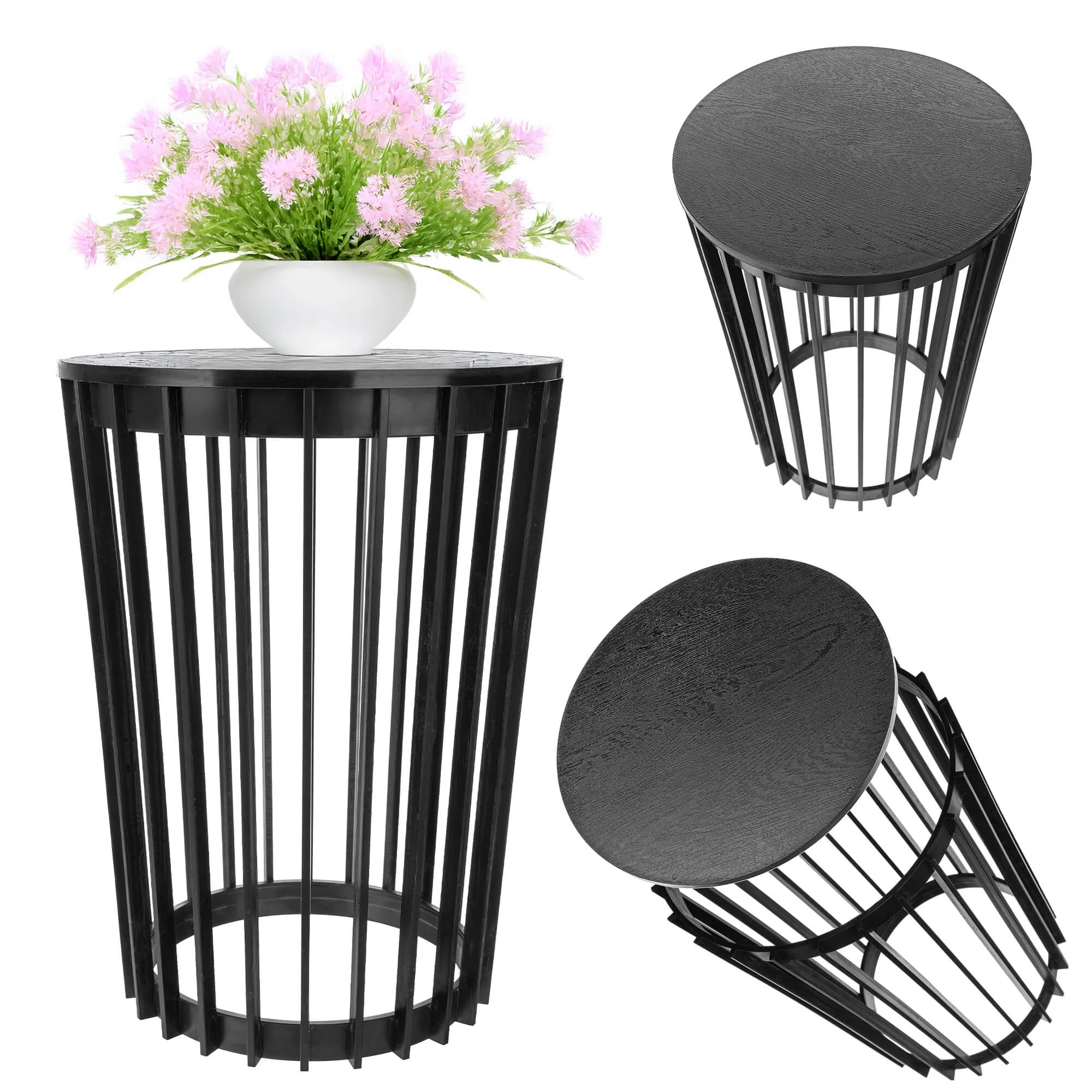 Aytre dvipusis augalų stovas 54 cm juodas + juodas stalviršis